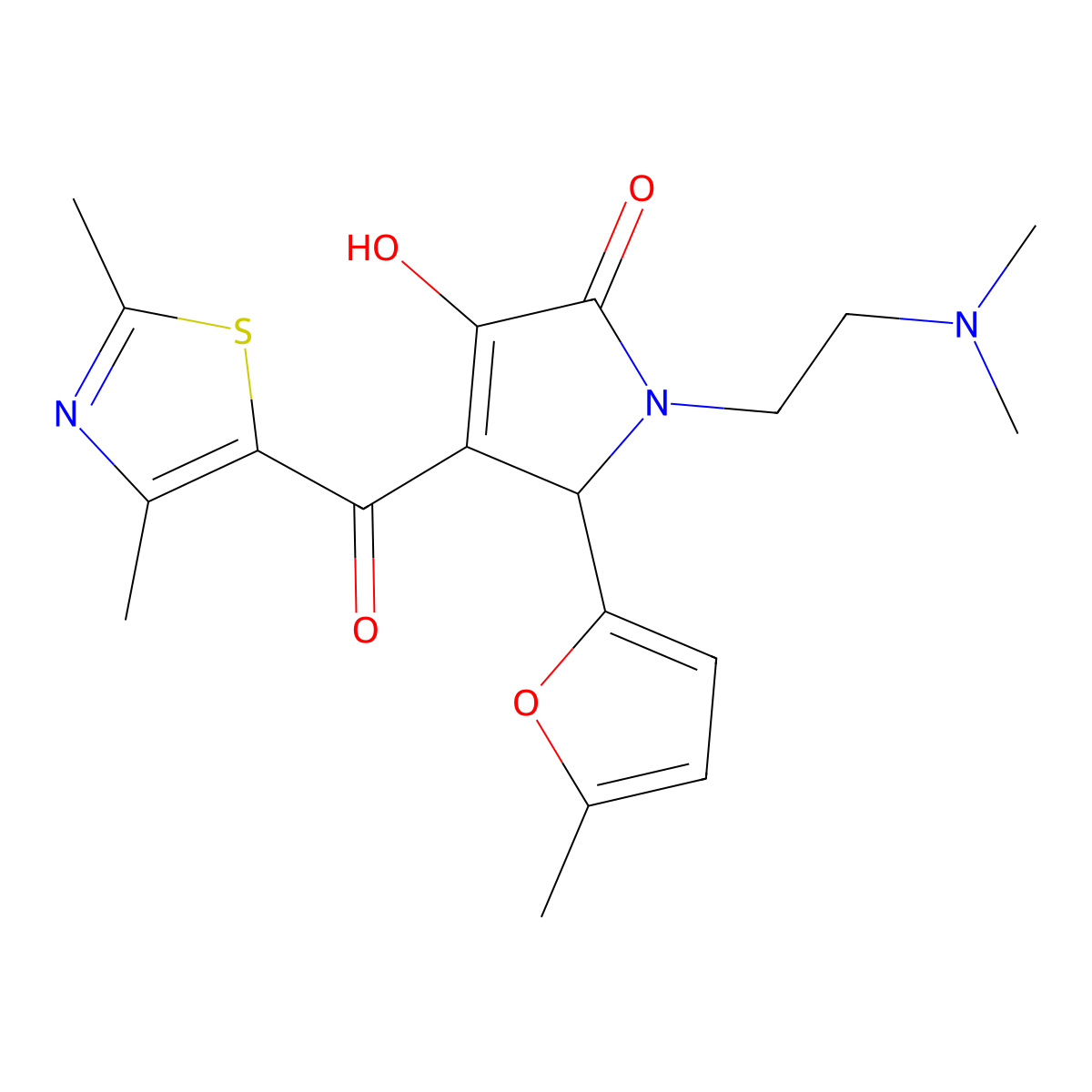 1-(2-(dimethylamino)ethyl)-4-(2,4-dimethylthiazole-5-carbonyl)-3-hydroxy-5-(5-methylfuran-2-yl)-1H-pyrrol-2(5H)-one molecular structure, CAS 627817-25-8