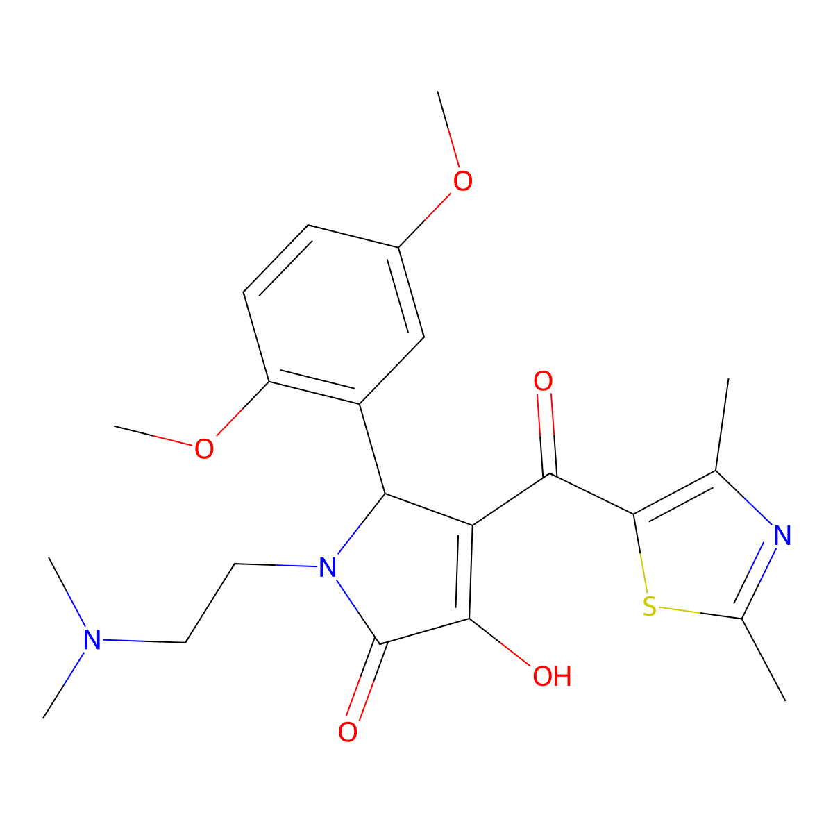 5-(2,5-dimethoxyphenyl)-1-(2-(dimethylamino)ethyl)-4-(2,4-dimethylthiazole-5-carbonyl)-3-hydroxy-1H-pyrrol-2(5H)-one molecular structure, CAS 627817-28-1