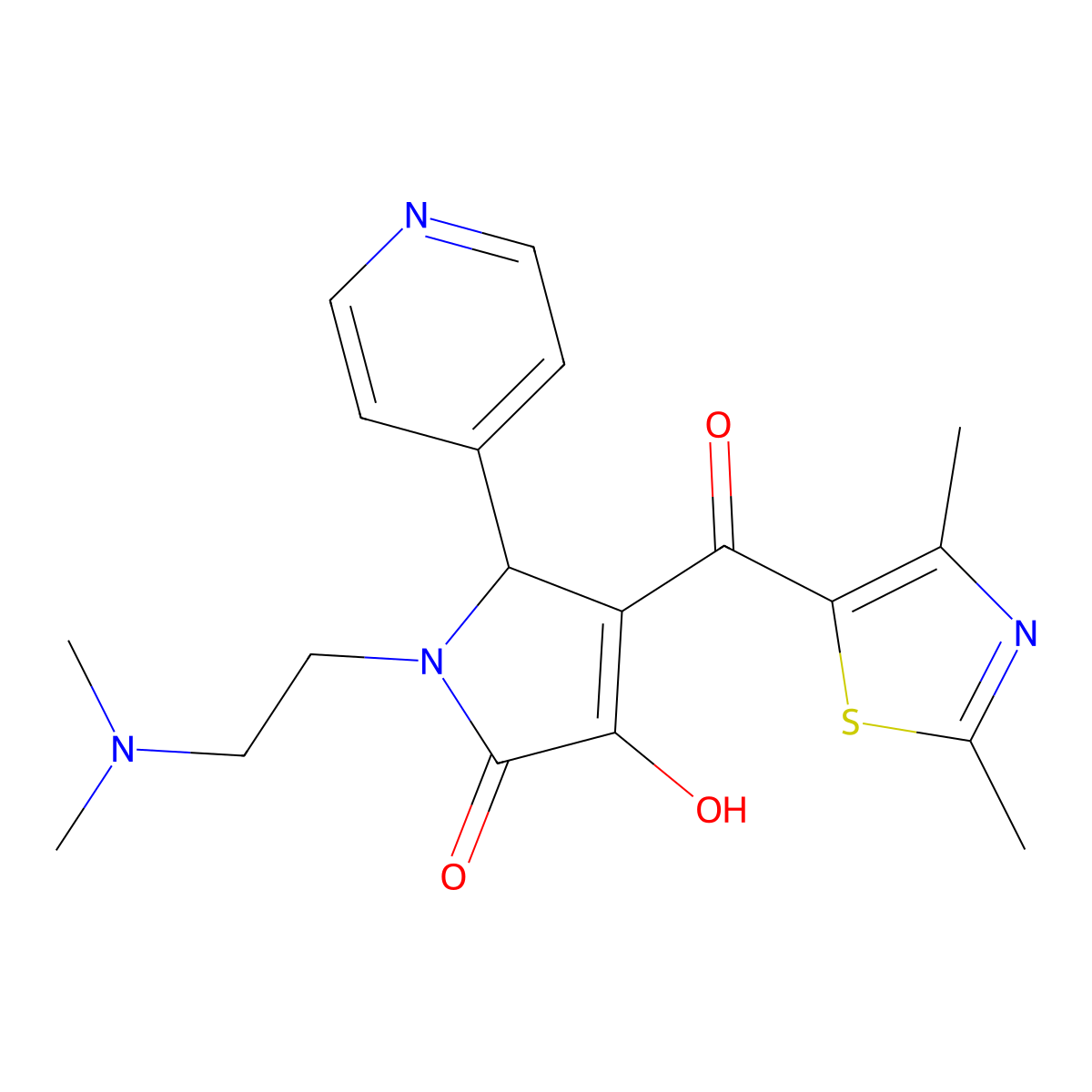 1-(2-(dimethylamino)ethyl)-4-(2,4-dimethylthiazole-5-carbonyl)-3-hydroxy-5-(pyridin-4-yl)-1H-pyrrol-2(5H)-one molecular structure, CAS 627817-61-2