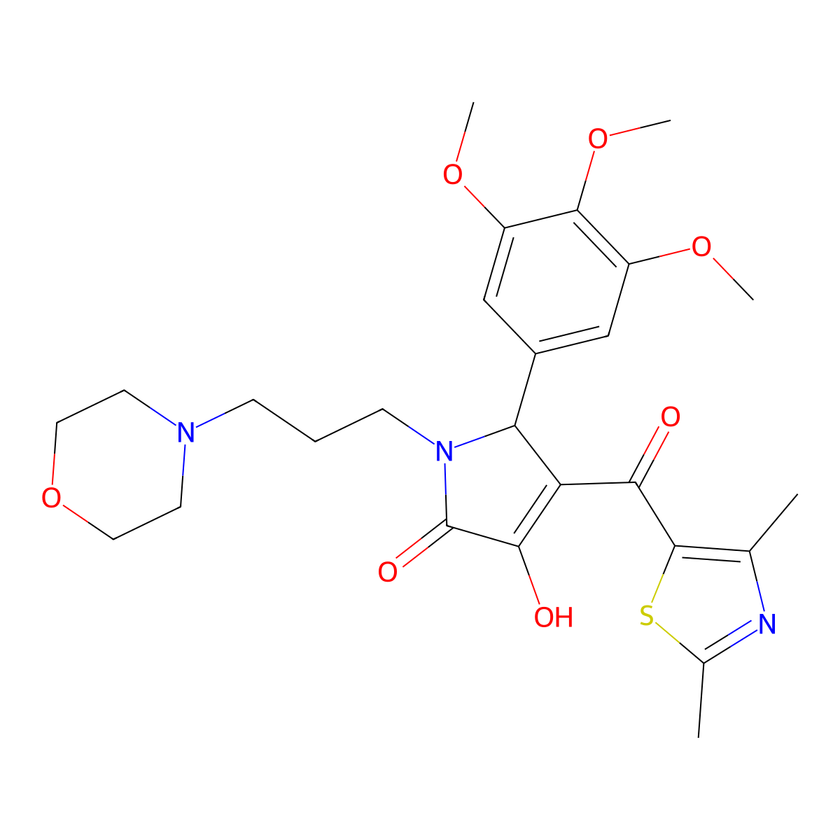 4-[(2,4-Dimethyl(1,3-thiazol-5-yl))carbonyl]-3-hydroxy-1-(3-morpholin-4-ylprop yl)-5-(3,4,5-trimethoxyphenyl)-3-pyrrolin-2-one molecular structure, CAS 627818-30-8