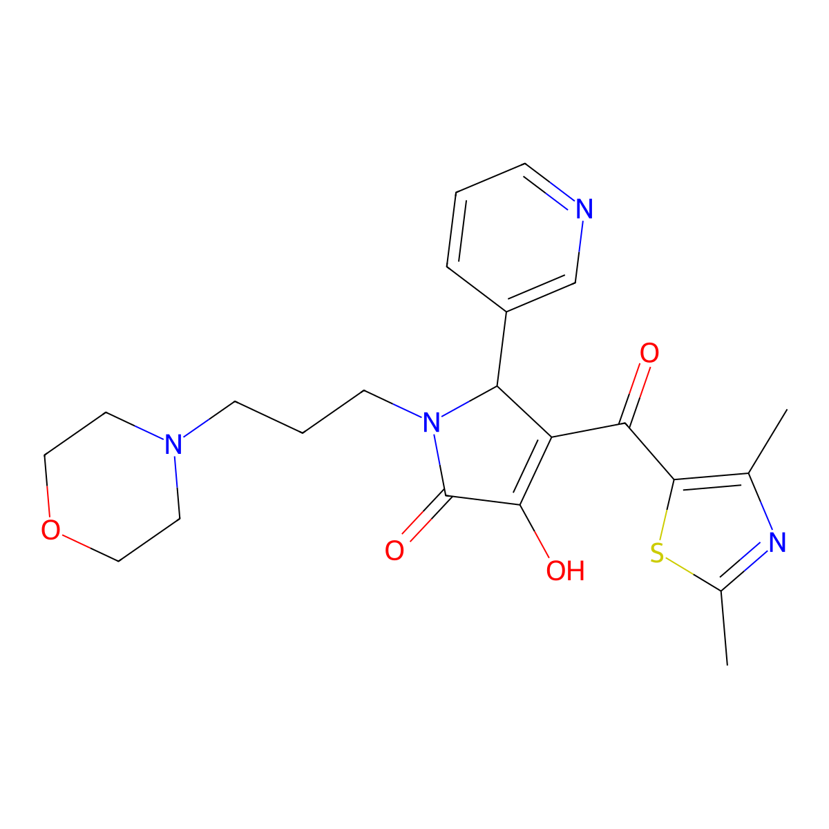 4-[(2,4-Dimethyl(1,3-thiazol-5-yl))carbonyl]-3-hydroxy-1-(3-morpholin-4-ylprop yl)-5-(3-pyridyl)-3-pyrrolin-2-one molecular structure, CAS 627818-33-1