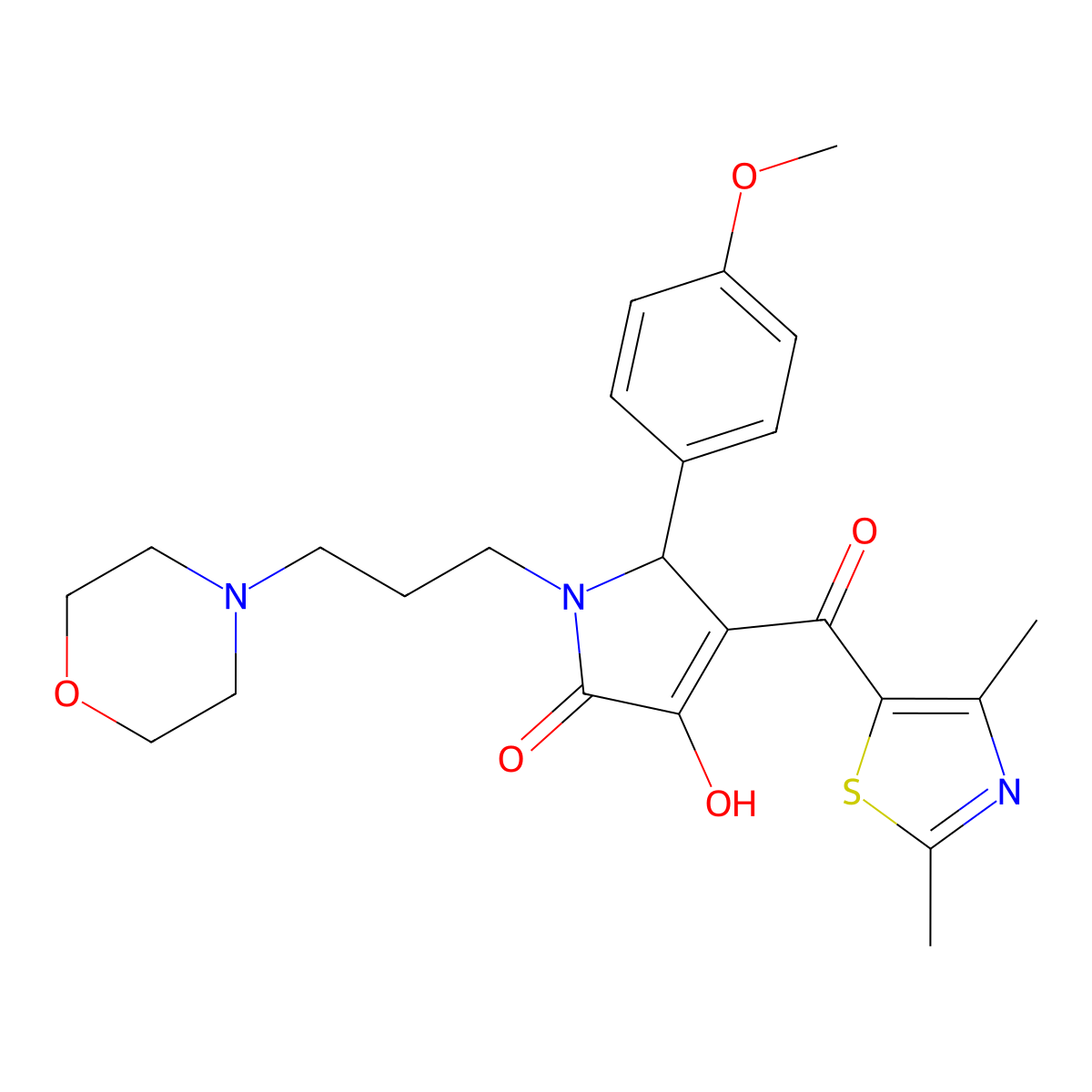 4-[(2,4-Dimethyl(1,3-thiazol-5-yl))carbonyl]-3-hydroxy-5-(4-methoxyphenyl)-1-(3-morpholin-4-ylpropyl)-3-pyrrolin-2-one molecular structure, CAS 627818-60-4
