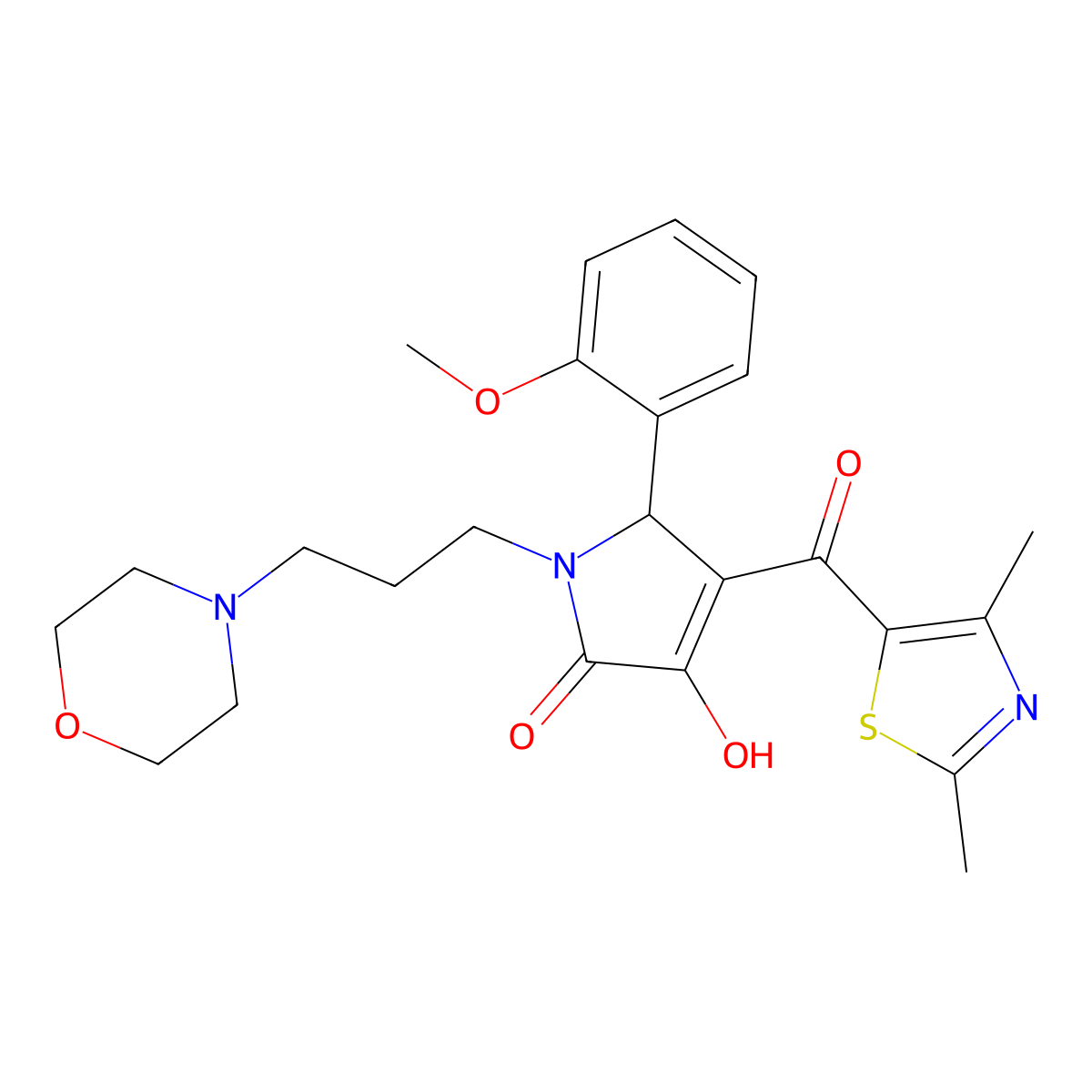 4-[(2,4-Dimethyl(1,3-thiazol-5-yl))carbonyl]-3-hydroxy-5-(2-methoxyphenyl)-1-(3-morpholin-4-ylpropyl)-3-pyrrolin-2-one molecular structure, CAS 627819-16-3