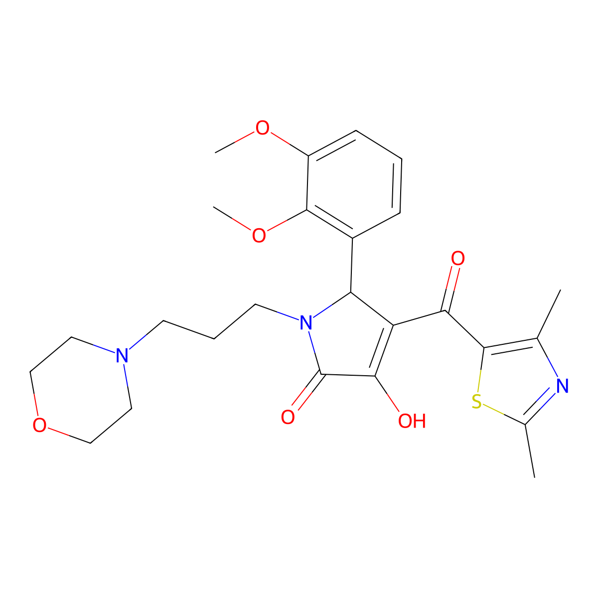 5-(2,3-Dimethoxyphenyl)-4-[(2,4-dimethyl(1,3-thiazol-5-yl))carbonyl]-3-hydroxy-1-(3-morpholin-4-ylpropyl)-3-pyrrolin-2-one molecular structure, CAS 627819-49-2