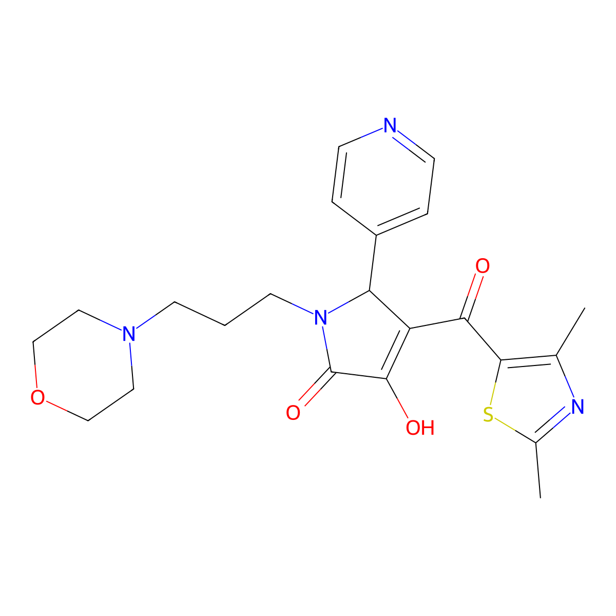 4-[(2,4-Dimethyl(1,3-thiazol-5-yl))carbonyl]-3-hydroxy-1-(3-morpholin-4-ylprop yl)-5-(4-pyridyl)-3-pyrrolin-2-one molecular structure, CAS 627819-88-9