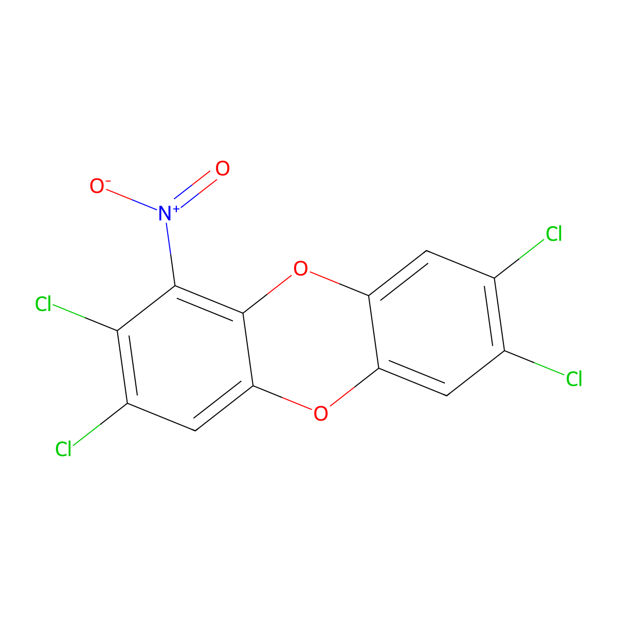 Dibenzo-p-dioxin, 1-nitro-2,3,7,8-tetrachloro- molecular structure, CAS 62782-12-1