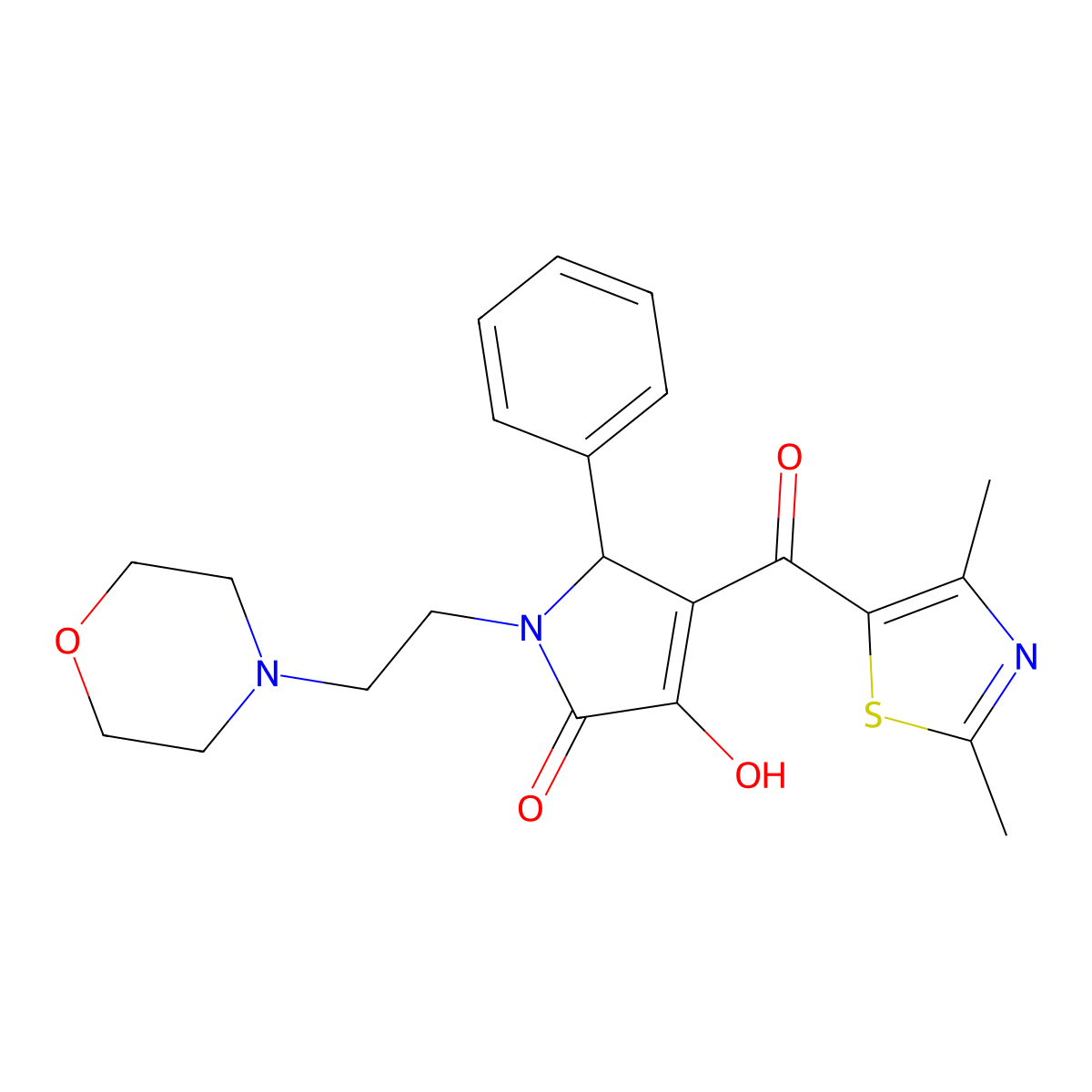 4-(2,4-dimethylthiazole-5-carbonyl)-3-hydroxy-1-(2-morpholinoethyl)-5-phenyl-1H-pyrrol-2(5H)-one molecular structure, CAS 627820-06-8