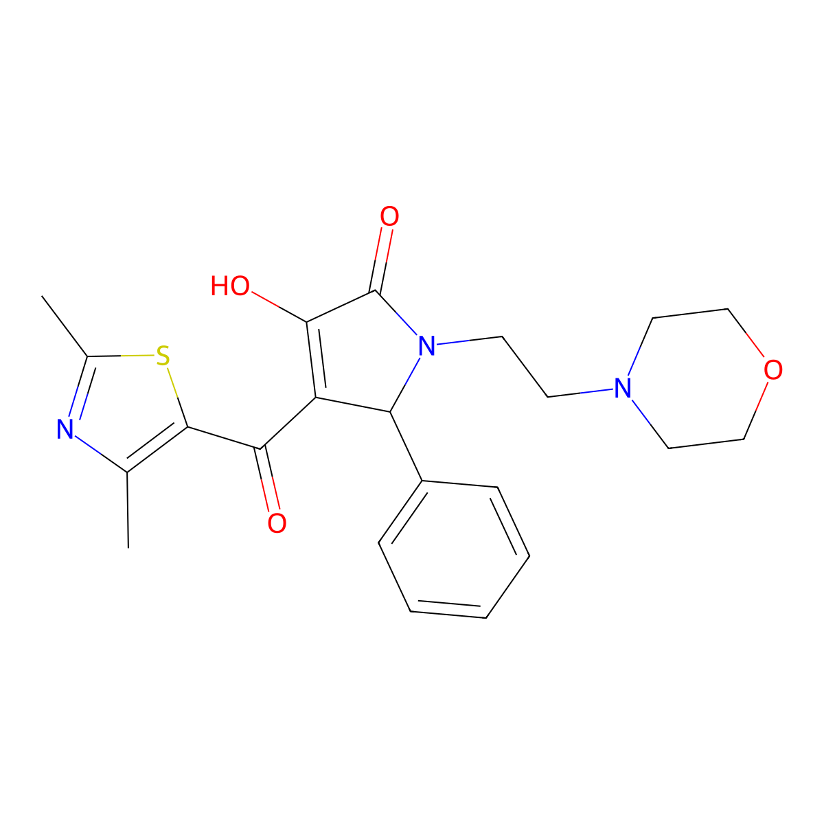 4-(2,4-dimethylthiazole-5-carbonyl)-3-hydroxy-1-(2-morpholinoethyl)-5-phenyl-1H-pyrrol-2(5H)-one molecular structure, CAS 627820-06-8