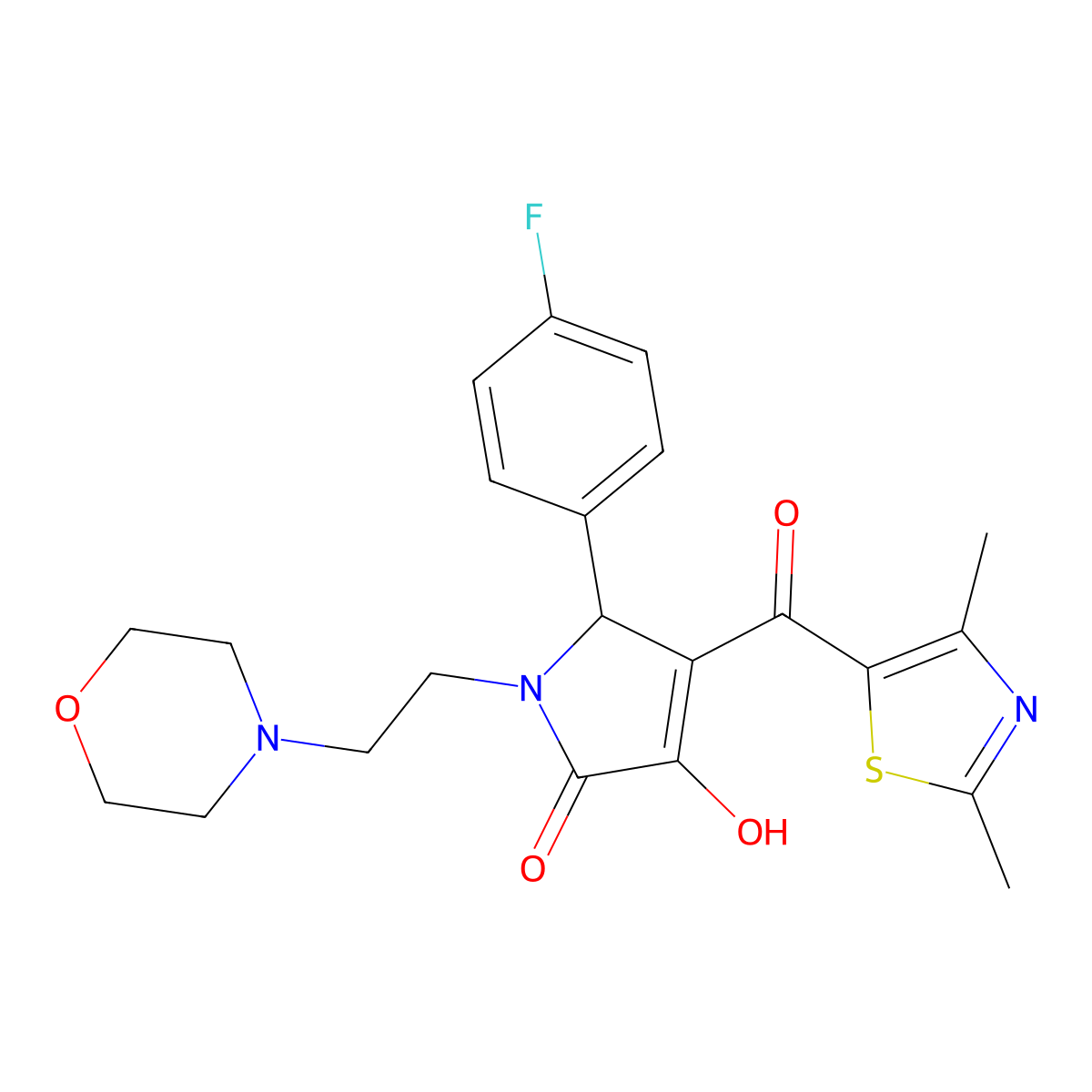 4-[(2,4-Dimethyl(1,3-thiazol-5-yl))carbonyl]-5-(4-fluorophenyl)-3-hydroxy-1-(2-morpholin-4-ylethyl)-3-pyrrolin-2-one molecular structure, CAS 627820-24-0