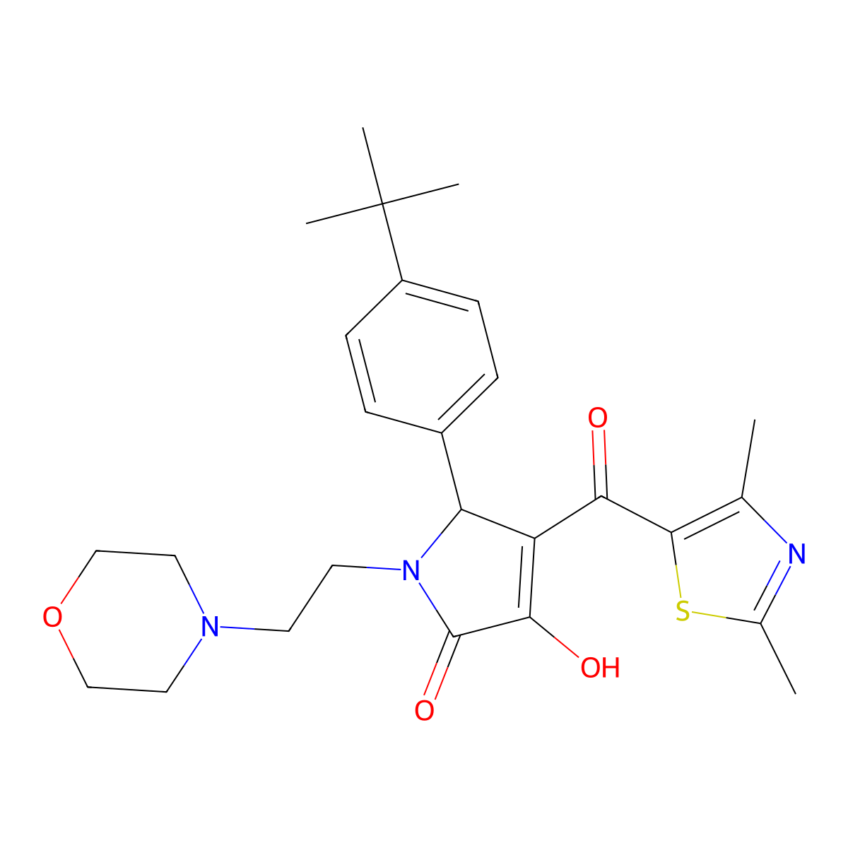 4-[(2,4-Dimethyl(1,3-thiazol-5-yl))carbonyl]-5-[4-(tert-butyl)phenyl]-3-hydrox y-1-(2-morpholin-4-ylethyl)-3-pyrrolin-2-one molecular structure, CAS 627820-39-7