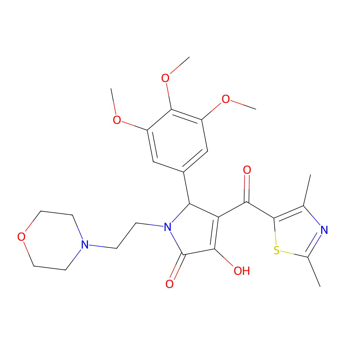 4-[(2,4-Dimethyl(1,3-thiazol-5-yl))carbonyl]-3-hydroxy-1-(2-morpholin-4-ylethy l)-5-(3,4,5-trimethoxyphenyl)-3-pyrrolin-2-one molecular structure, CAS 627820-57-9