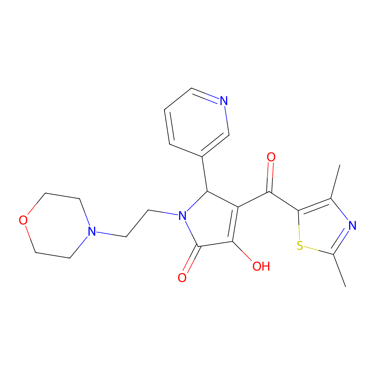 4-(2,4-dimethylthiazole-5-carbonyl)-3-hydroxy-1-(2-morpholinoethyl)-5-(pyridin-3-yl)-1H-pyrrol-2(5H)-one molecular structure, CAS 627820-60-4
