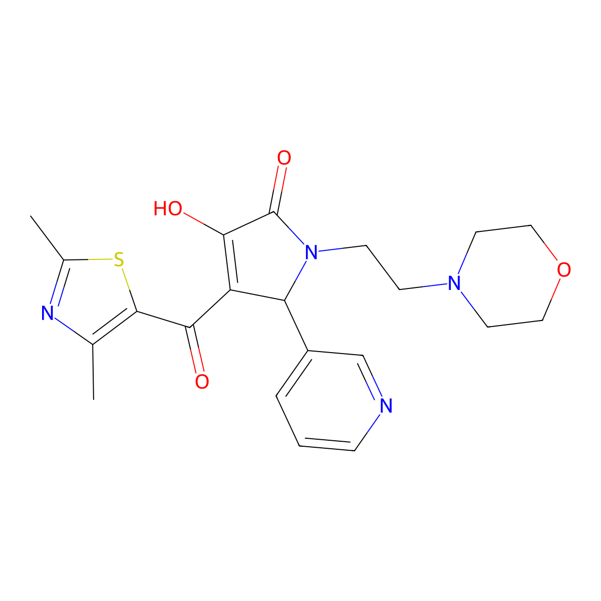 4-(2,4-dimethylthiazole-5-carbonyl)-3-hydroxy-1-(2-morpholinoethyl)-5-(pyridin-3-yl)-1H-pyrrol-2(5H)-one molecular structure, CAS 627820-60-4