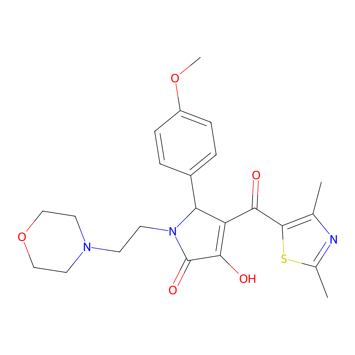 4-[(2,4-Dimethyl(1,3-thiazol-5-yl))carbonyl]-3-hydroxy-5-(4-methoxyphenyl)-1-(2-morpholin-4-ylethyl)-3-pyrrolin-2-one molecular structure, CAS 627820-87-5