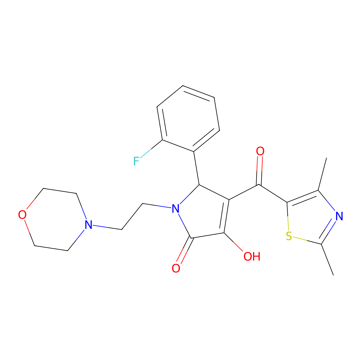 4-(2,4-dimethylthiazole-5-carbonyl)-5-(2-fluorophenyl)-3-hydroxy-1-(2-morpholinoethyl)-1H-pyrrol-2(5H)-one molecular structure, CAS 627820-90-0