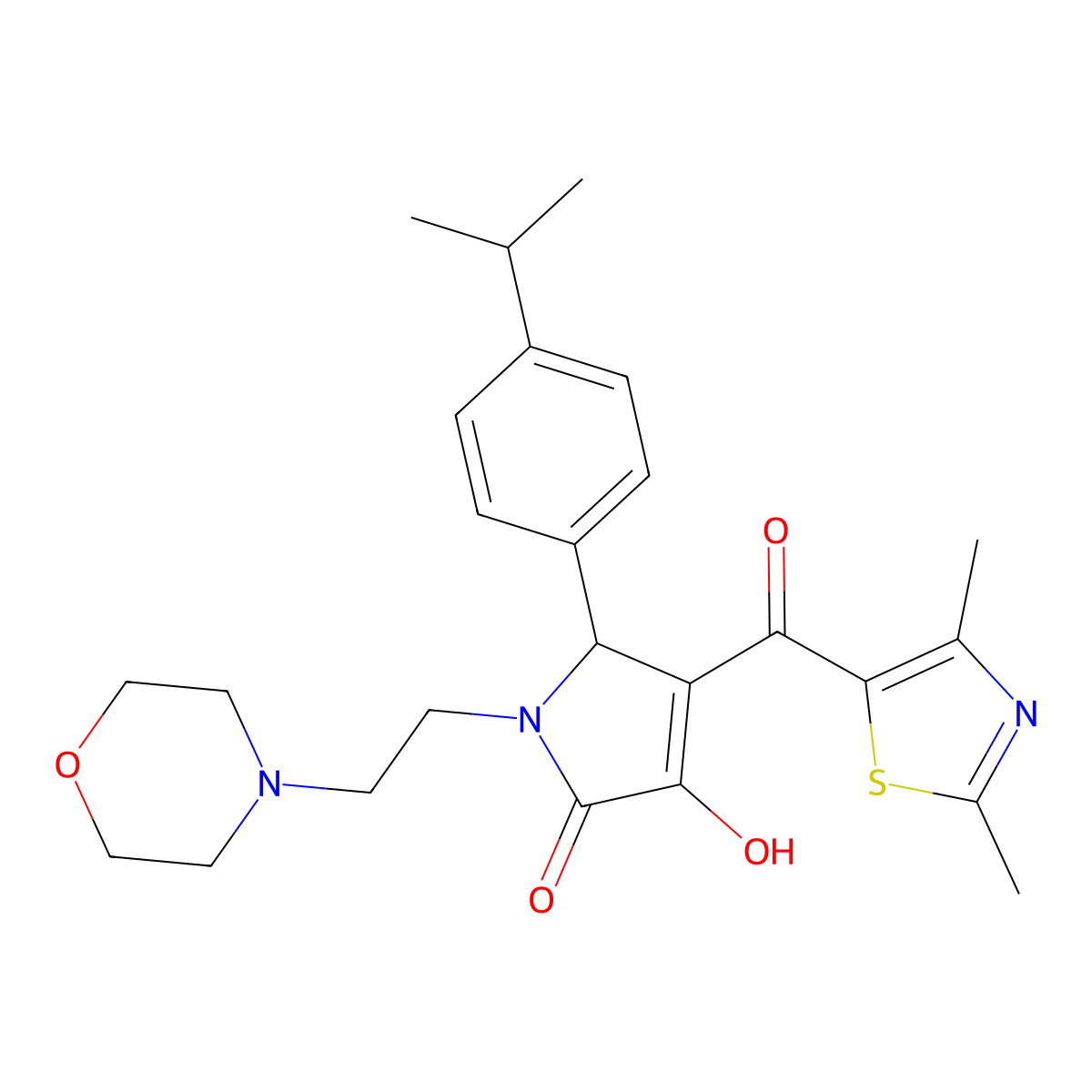 4-[(2,4-Dimethyl(1,3-thiazol-5-yl))carbonyl]-3-hydroxy-5-[4-(methylethyl)pheny l]-1-(2-morpholin-4-ylethyl)-3-pyrrolin-2-one molecular structure, CAS 627821-38-9
