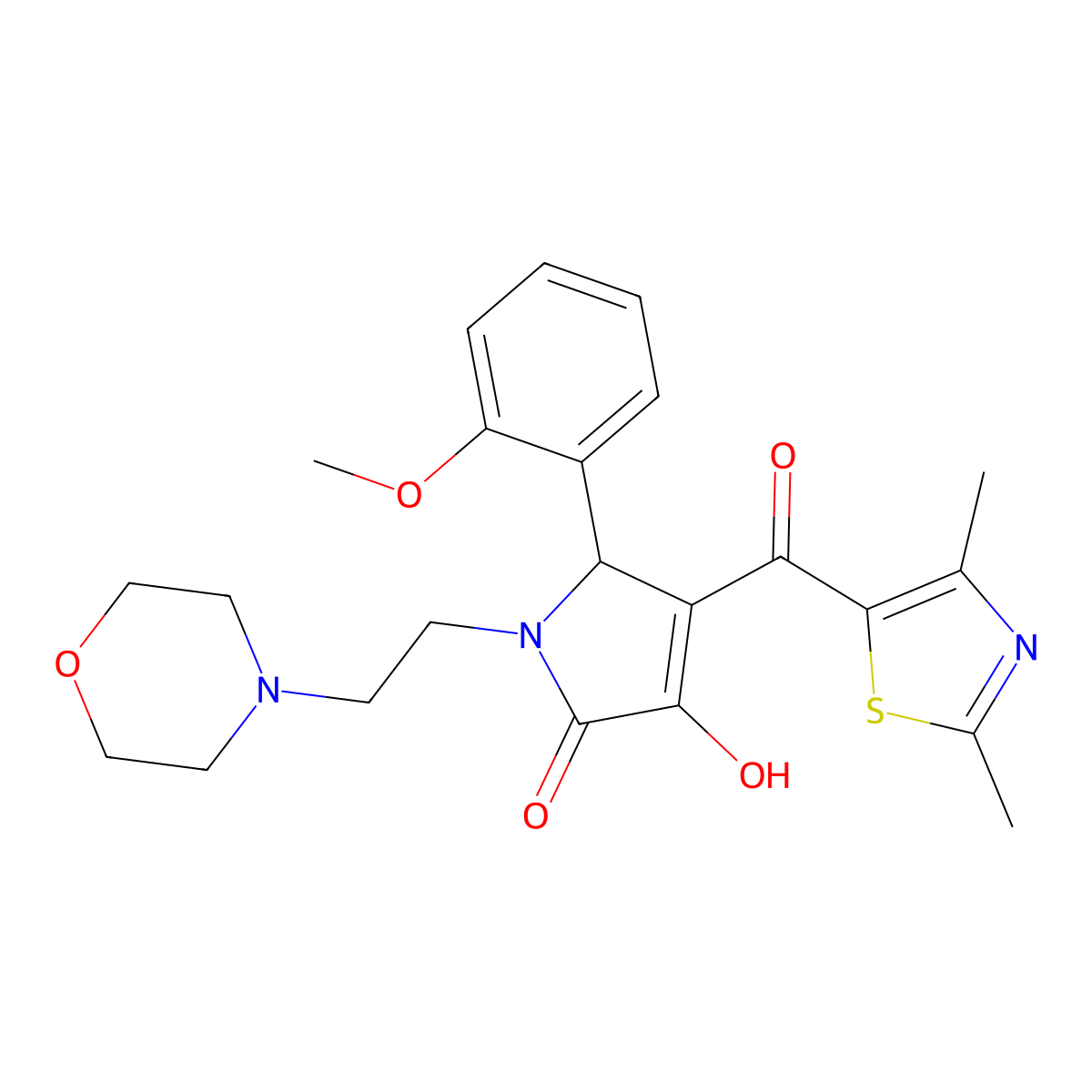 4-[(2,4-Dimethyl(1,3-thiazol-5-yl))carbonyl]-3-hydroxy-5-(2-methoxyphenyl)-1-(2-morpholin-4-ylethyl)-3-pyrrolin-2-one molecular structure, CAS 627821-41-4