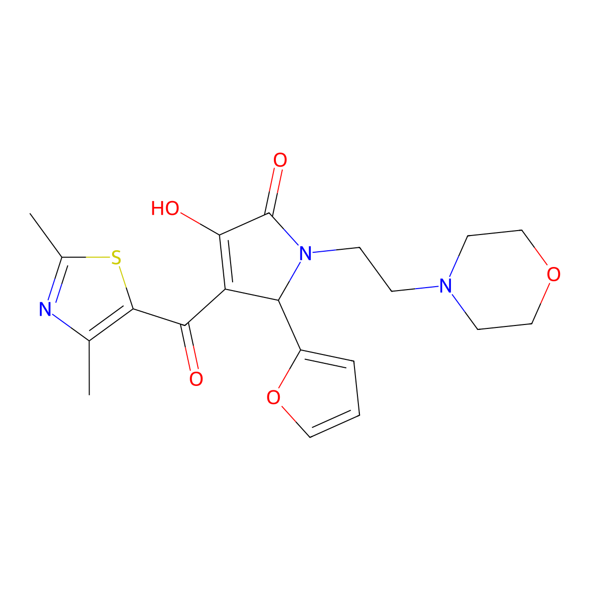 4-(2,4-dimethylthiazole-5-carbonyl)-5-(furan-2-yl)-3-hydroxy-1-(2-morpholinoethyl)-1H-pyrrol-2(5H)-one molecular structure, CAS 627821-63-0