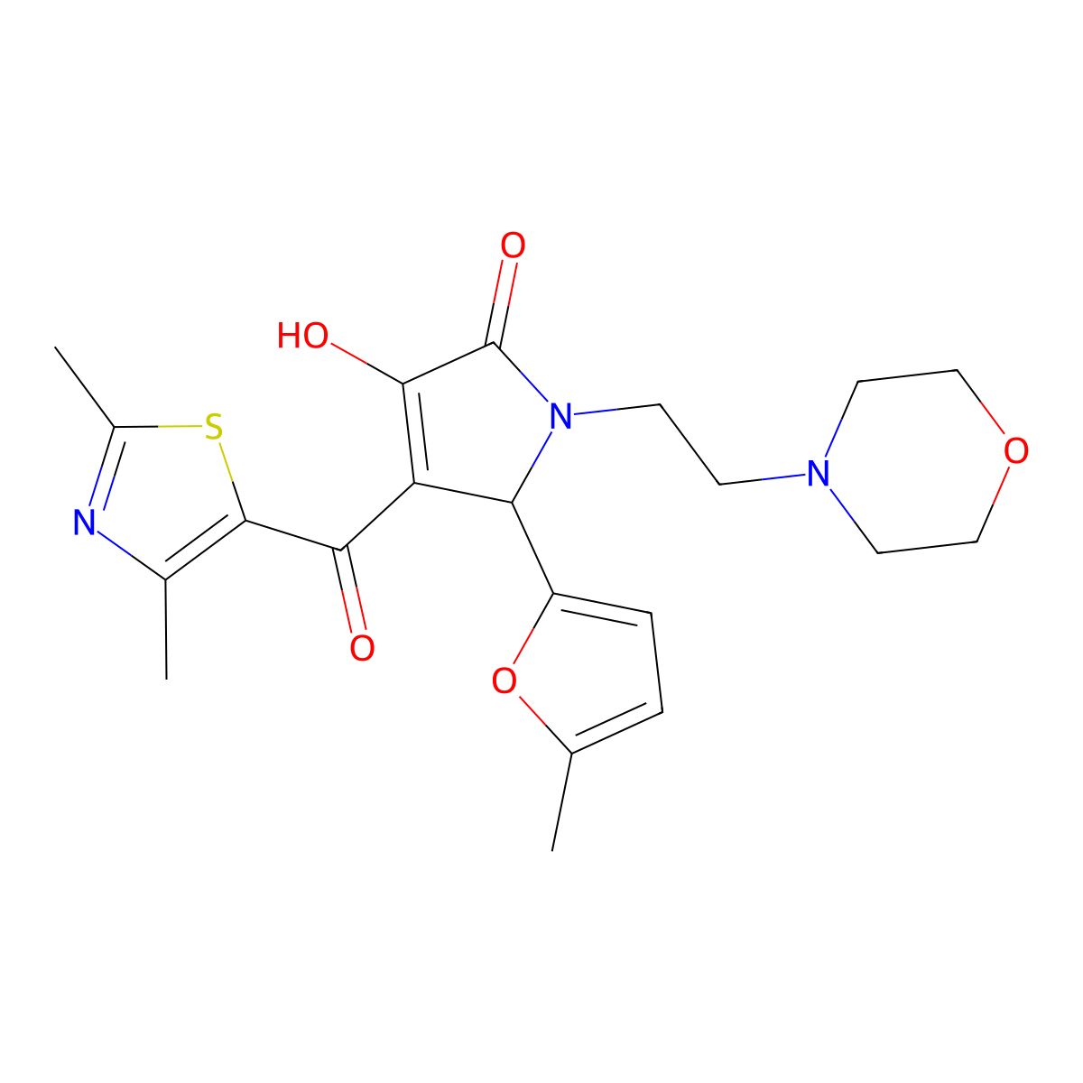4-[(2,4-Dimethyl(1,3-thiazol-5-yl))carbonyl]-3-hydroxy-5-(5-methyl(2-furyl))-1-(2-morpholin-4-ylethyl)-3-pyrrolin-2-one molecular structure, CAS 627821-78-7