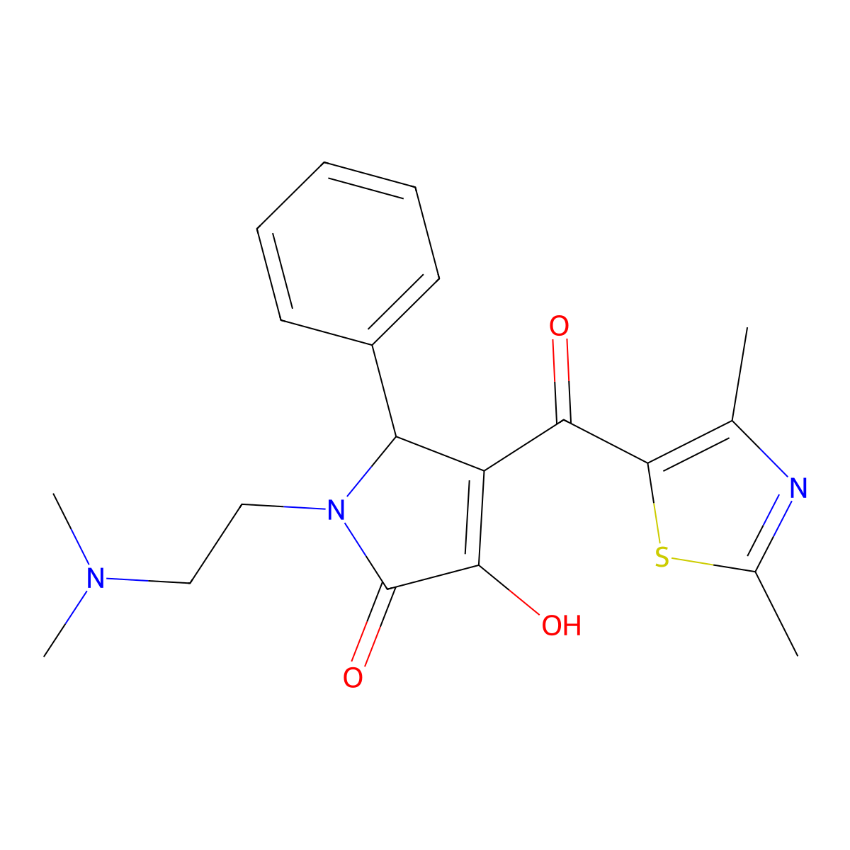 1-(2-(dimethylamino)ethyl)-4-(2,4-dimethylthiazole-5-carbonyl)-3-hydroxy-5-phenyl-1H-pyrrol-2(5H)-one molecular structure, CAS 627821-91-4