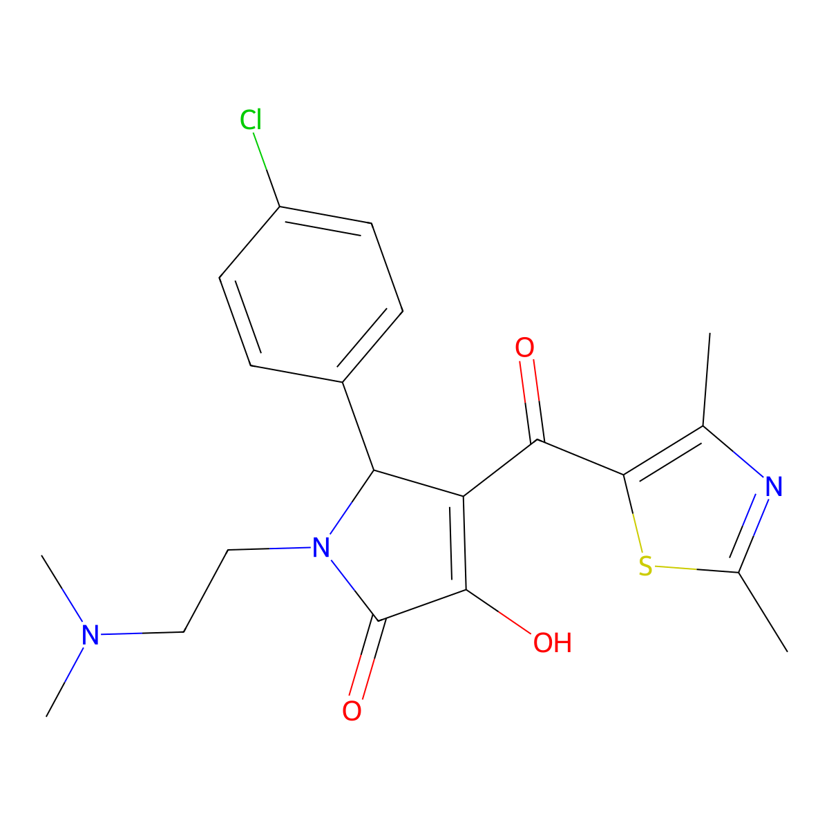 5-(4-chlorophenyl)-1-(2-(dimethylamino)ethyl)-4-(2,4-dimethylthiazole-5-carbonyl)-3-hydroxy-1H-pyrrol-2(5H)-one molecular structure, CAS 627821-94-7