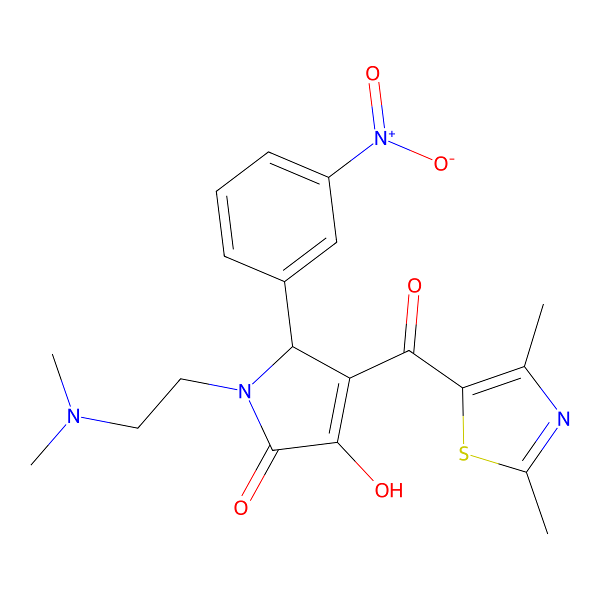 1-(2-(dimethylamino)ethyl)-4-(2,4-dimethylthiazole-5-carbonyl)-3-hydroxy-5-(3-nitrophenyl)-1H-pyrrol-2(5H)-one molecular structure, CAS 627822-00-8