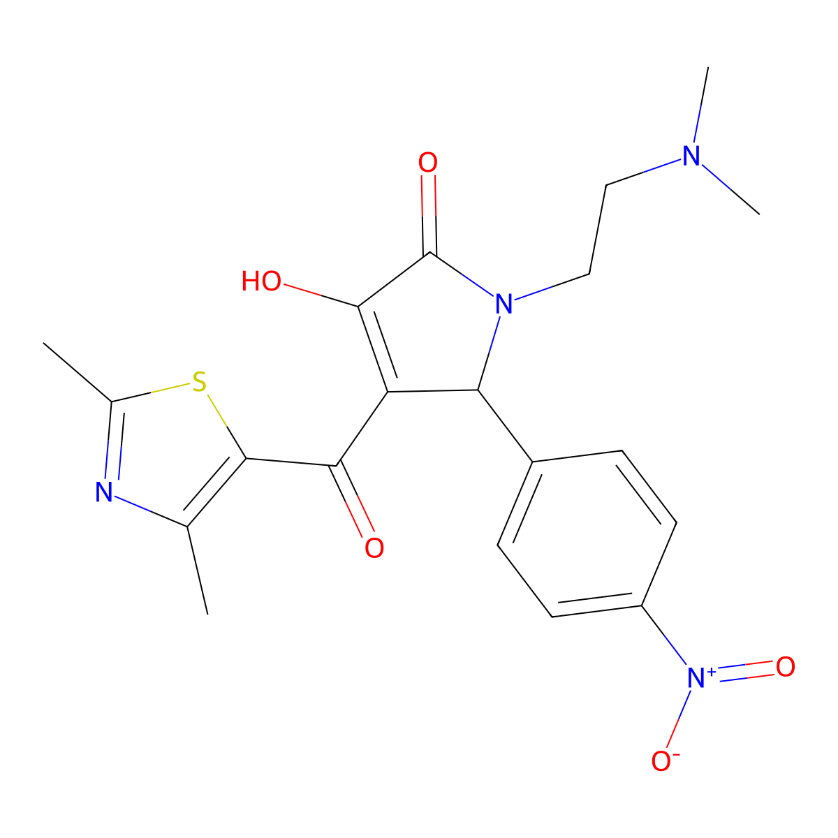 1-(2-(dimethylamino)ethyl)-4-(2,4-dimethylthiazole-5-carbonyl)-3-hydroxy-5-(4-nitrophenyl)-1H-pyrrol-2(5H)-one molecular structure, CAS 627822-06-4