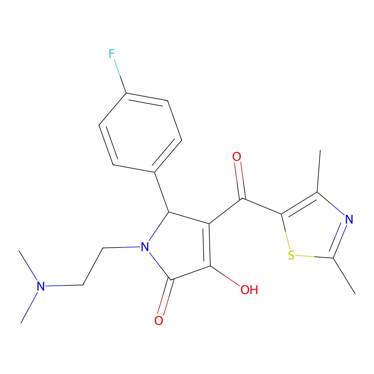 1-(2-(dimethylamino)ethyl)-4-(2,4-dimethylthiazole-5-carbonyl)-5-(4-fluorophenyl)-3-hydroxy-1H-pyrrol-2(5H)-one molecular structure, CAS 627822-09-7