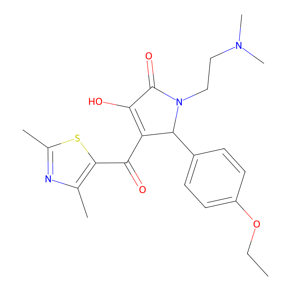 1-(2-(dimethylamino)ethyl)-4-(2,4-dimethylthiazole-5-carbonyl)-5-(4-ethoxyphenyl)-3-hydroxy-1H-pyrrol-2(5H)-one molecular structure, CAS 627822-21-3