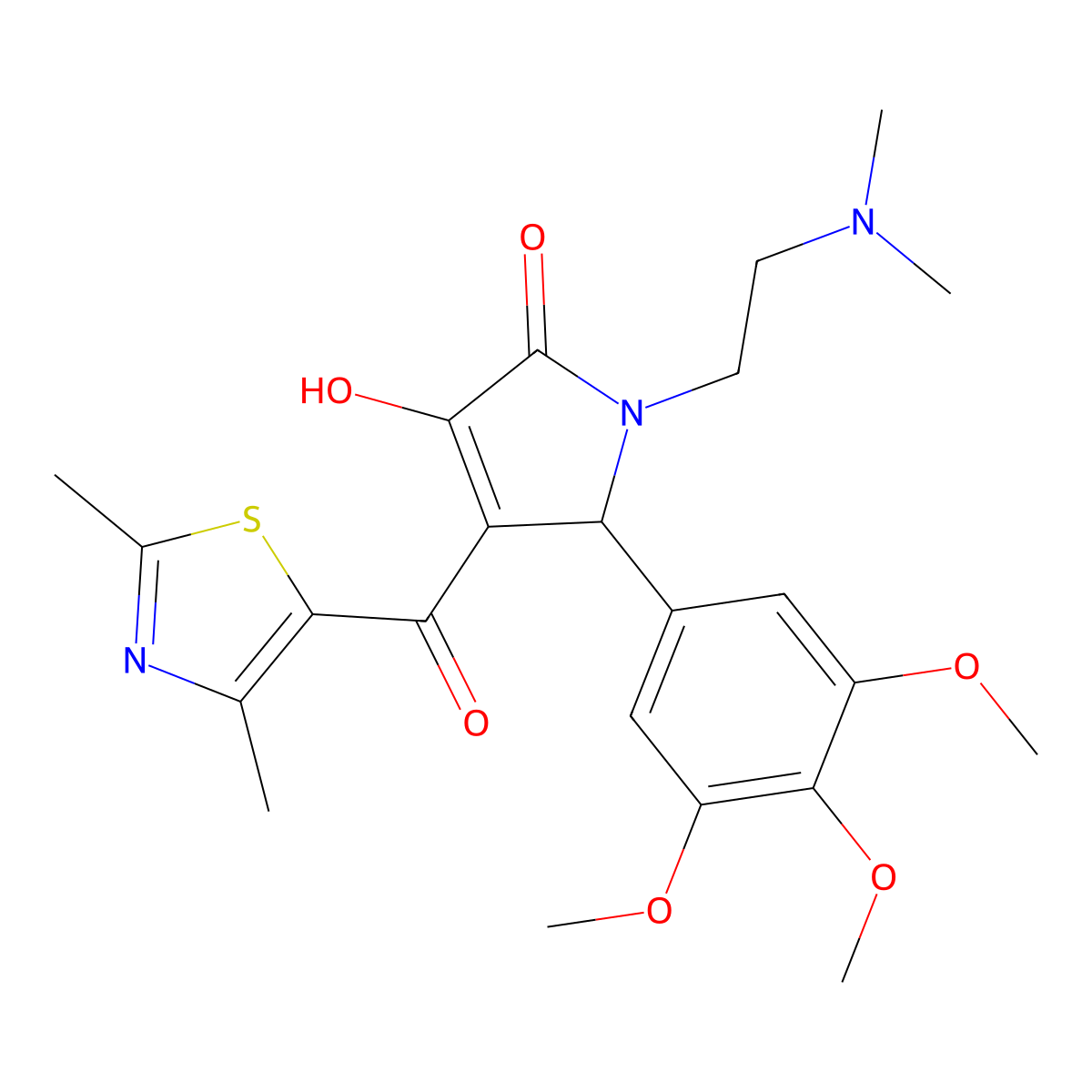 4-[(2,4-Dimethyl(1,3-thiazol-5-yl))carbonyl]-1-[2-(dimethylamino)ethyl]-3-hydr oxy-5-(3,4,5-trimethoxyphenyl)-3-pyrrolin-2-one molecular structure, CAS 627822-42-8