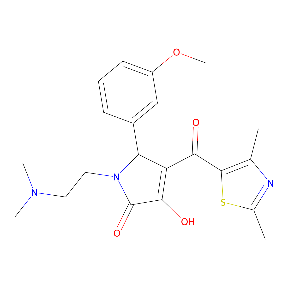 1-(2-(dimethylamino)ethyl)-4-(2,4-dimethylthiazole-5-carbonyl)-3-hydroxy-5-(3-methoxyphenyl)-1H-pyrrol-2(5H)-one molecular structure, CAS 627822-48-4