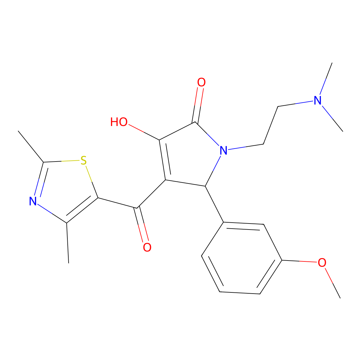 1-(2-(dimethylamino)ethyl)-4-(2,4-dimethylthiazole-5-carbonyl)-3-hydroxy-5-(3-methoxyphenyl)-1H-pyrrol-2(5H)-one molecular structure, CAS 627822-48-4