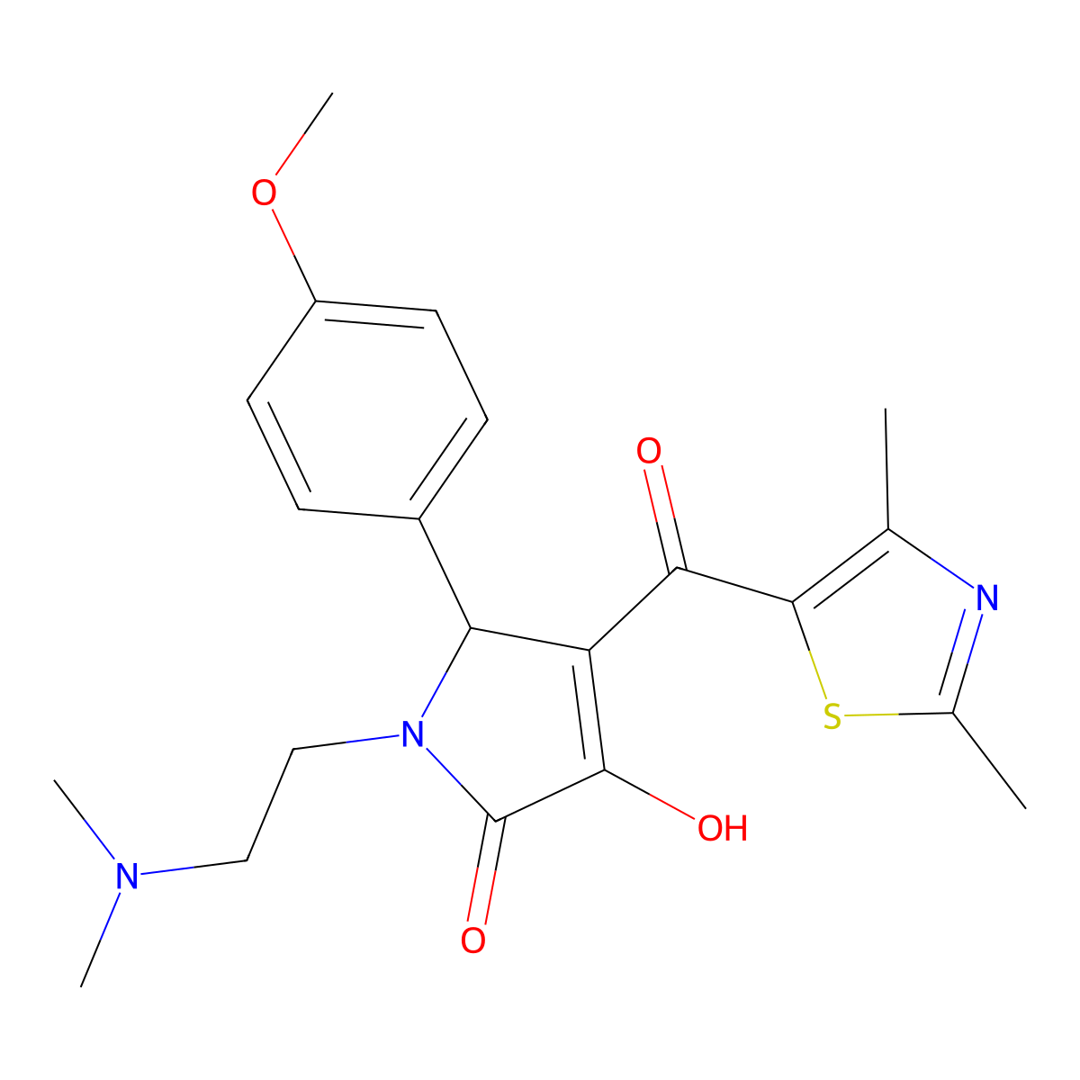 1-(2-(dimethylamino)ethyl)-4-(2,4-dimethylthiazole-5-carbonyl)-3-hydroxy-5-(4-methoxyphenyl)-1H-pyrrol-2(5H)-one molecular structure, CAS 627822-66-6