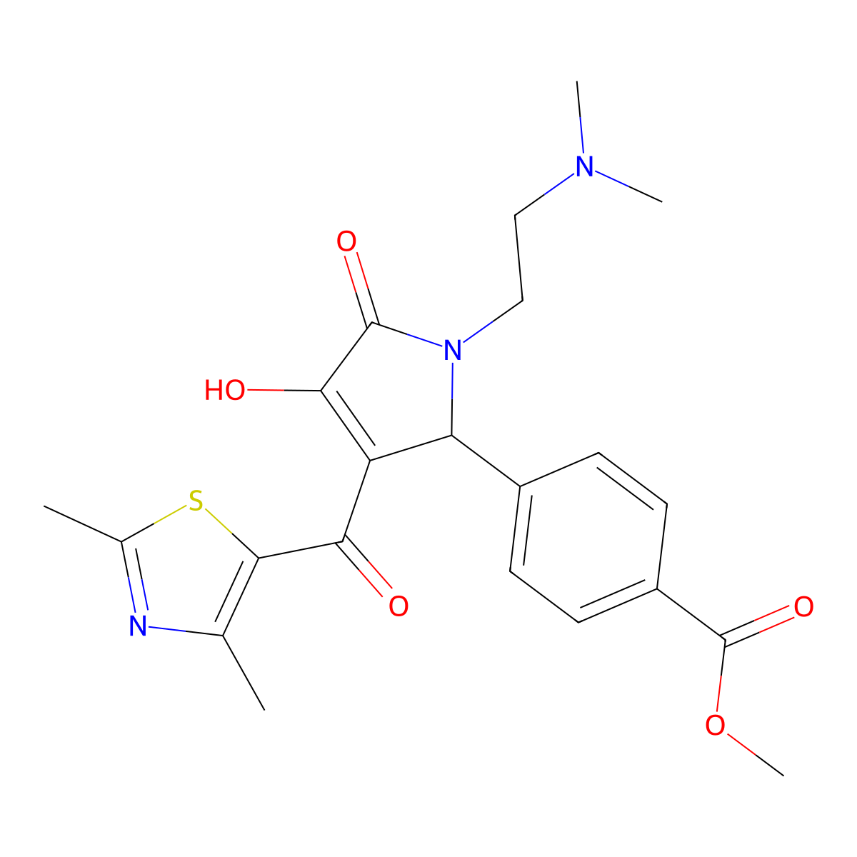 methyl 4-(1-(2-(dimethylamino)ethyl)-3-(2,4-dimethylthiazole-5-carbonyl)-4-hydroxy-5-oxo-2,5-dihydro-1H-pyrrol-2-yl)benzoate molecular structure, CAS 627822-70-2