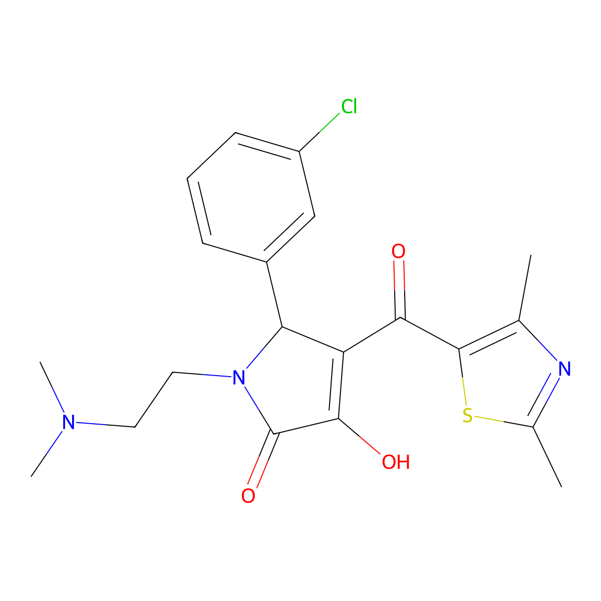5-(3-chlorophenyl)-1-(2-(dimethylamino)ethyl)-4-(2,4-dimethylthiazole-5-carbonyl)-3-hydroxy-1H-pyrrol-2(5H)-one molecular structure, CAS 627822-72-4