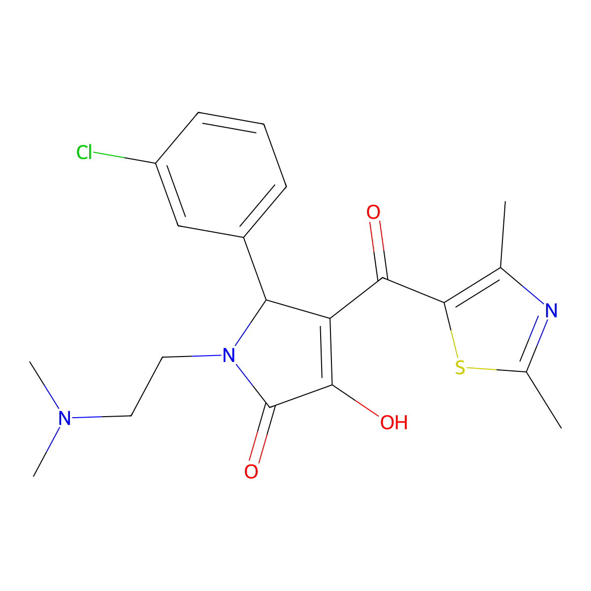 5-(3-chlorophenyl)-1-(2-(dimethylamino)ethyl)-4-(2,4-dimethylthiazole-5-carbonyl)-3-hydroxy-1H-pyrrol-2(5H)-one molecular structure, CAS 627822-72-4