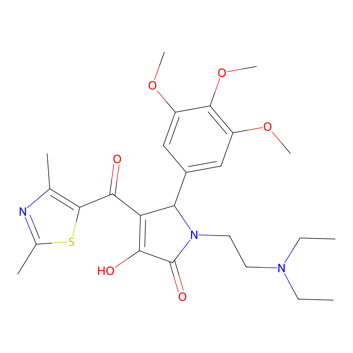 1-[2-(Diethylamino)ethyl]-4-[(2,4-dimethyl(1,3-thiazol-5-yl))carbonyl]-3-hydro xy-5-(3,4,5-trimethoxyphenyl)-3-pyrrolin-2-one molecular structure, CAS 627822-73-5