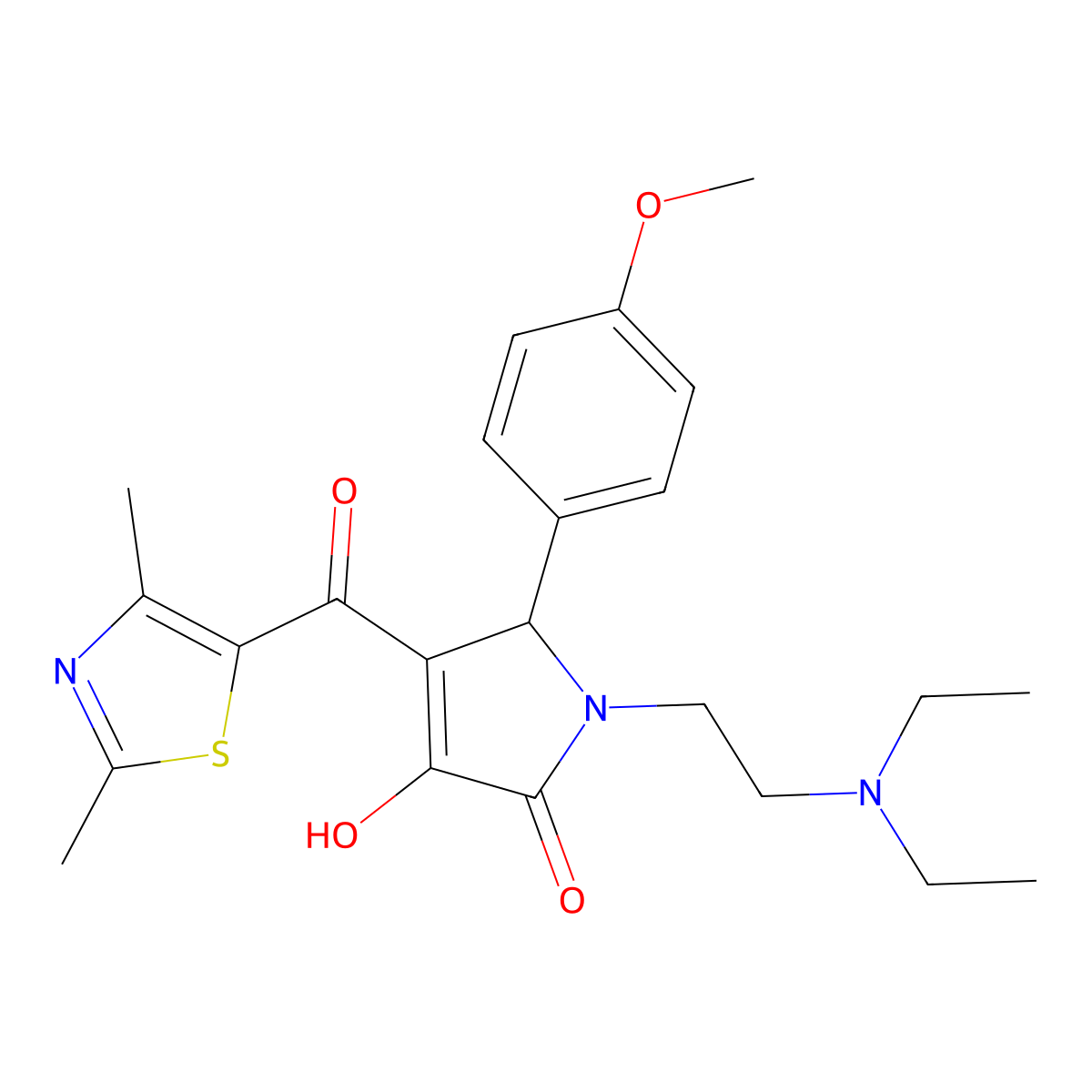 1-(2-(diethylamino)ethyl)-4-(2,4-dimethylthiazole-5-carbonyl)-3-hydroxy-5-(4-methoxyphenyl)-1H-pyrrol-2(5H)-one molecular structure, CAS 627822-95-1