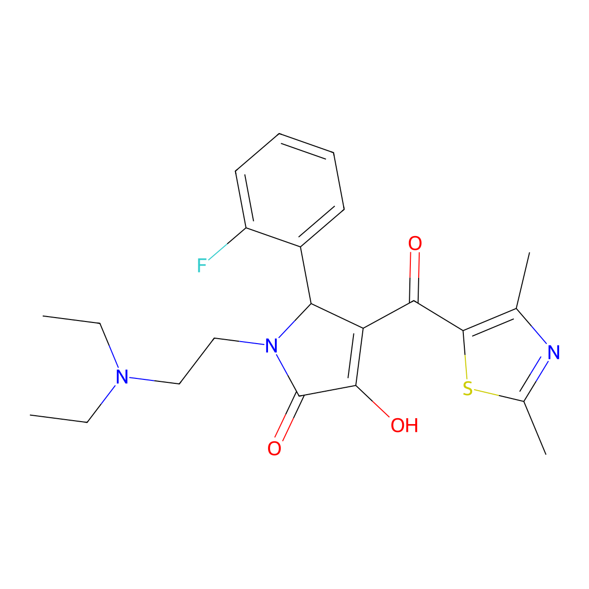 1-(2-(diethylamino)ethyl)-4-(2,4-dimethylthiazole-5-carbonyl)-5-(2-fluorophenyl)-3-hydroxy-1H-pyrrol-2(5H)-one molecular structure, CAS 627822-97-3