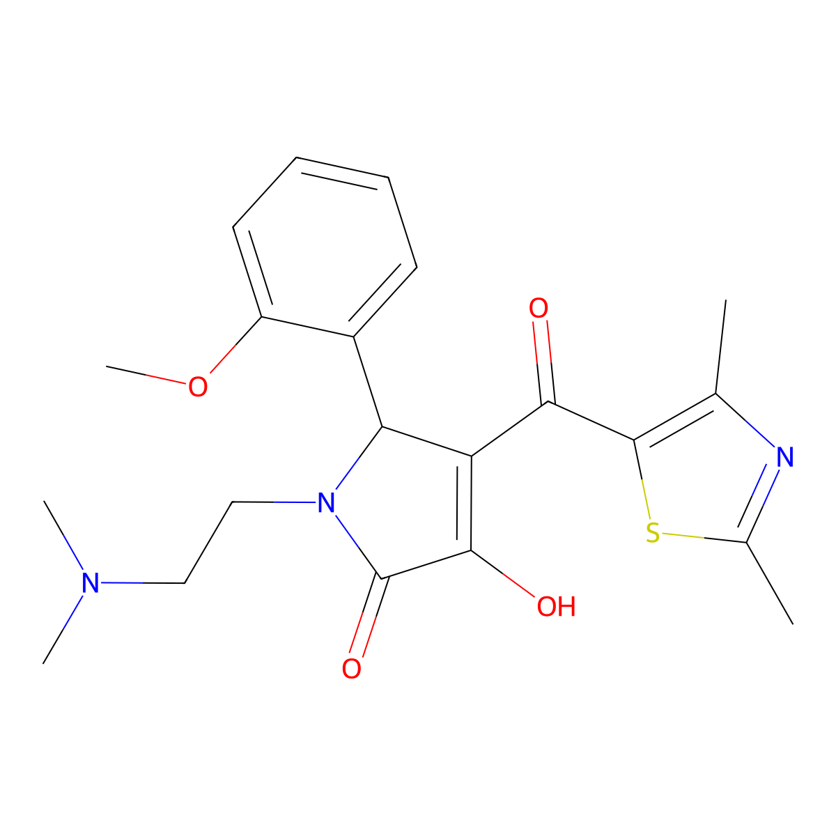1-(2-(dimethylamino)ethyl)-4-(2,4-dimethylthiazole-5-carbonyl)-3-hydroxy-5-(2-methoxyphenyl)-1H-pyrrol-2(5H)-one molecular structure, CAS 627823-02-3