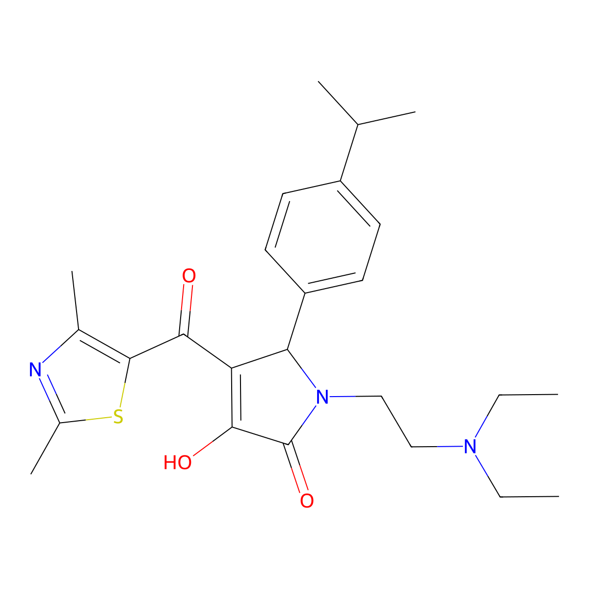 1-[2-(Diethylamino)ethyl]-4-[(2,4-dimethyl(1,3-thiazol-5-yl))carbonyl]-3-hydro xy-5-[4-(methylethyl)phenyl]-3-pyrrolin-2-one molecular structure, CAS 627823-16-9
