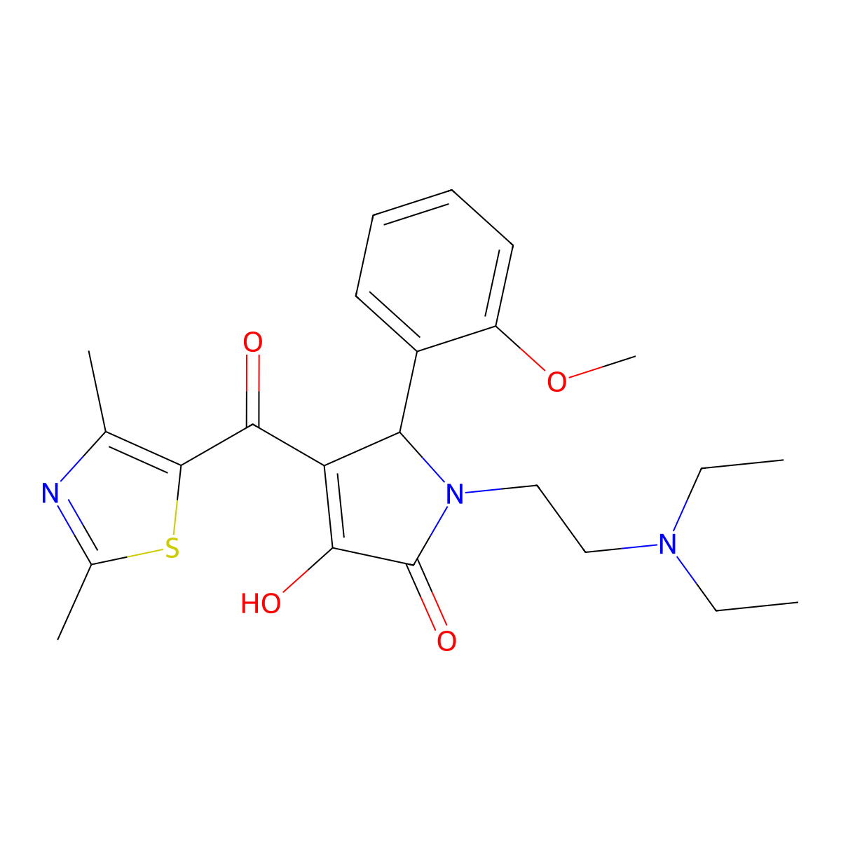 1-(2-(diethylamino)ethyl)-4-(2,4-dimethylthiazole-5-carbonyl)-3-hydroxy-5-(2-methoxyphenyl)-1H-pyrrol-2(5H)-one molecular structure, CAS 627823-17-0