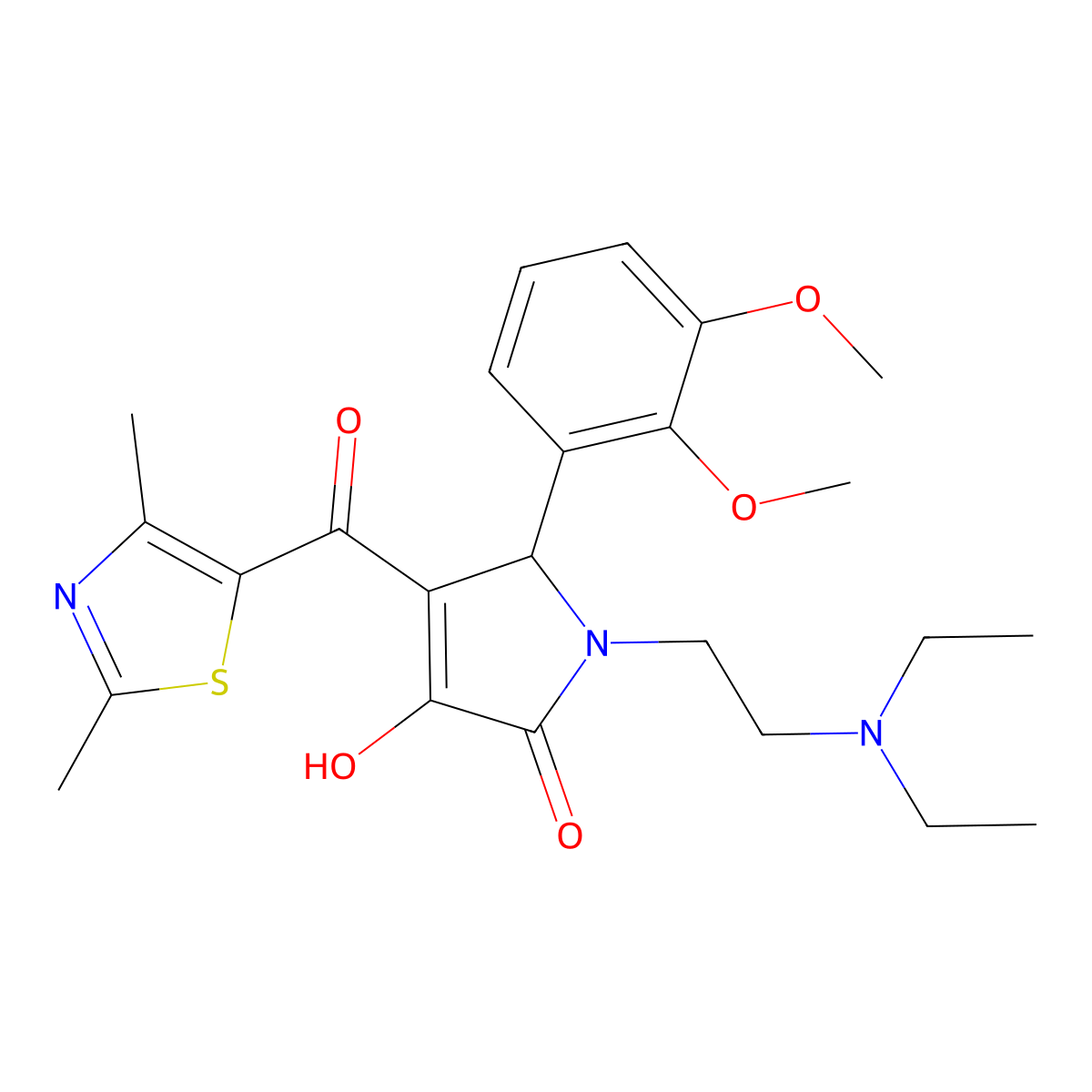 1-[2-(Diethylamino)ethyl]-5-(2,3-dimethoxyphenyl)-4-[(2,4-dimethyl(1,3-thiazol-5-yl))carbonyl]-3-hydroxy-3-pyrrolin-2-one molecular structure, CAS 627823-28-3