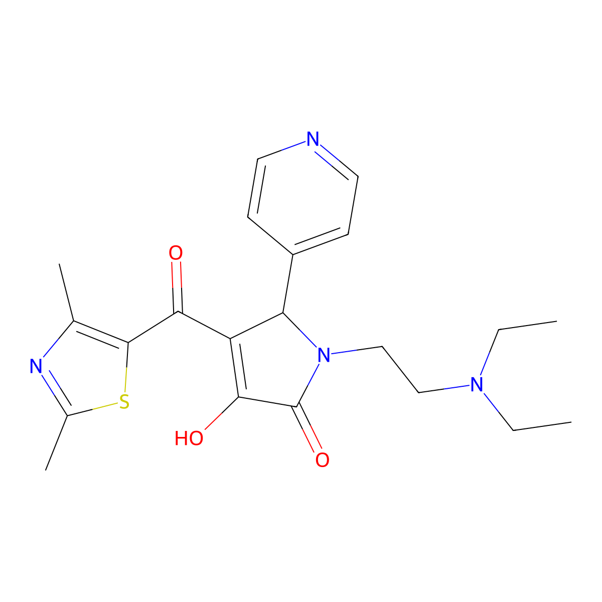 1-(2-(diethylamino)ethyl)-4-(2,4-dimethylthiazole-5-carbonyl)-3-hydroxy-5-(pyridin-4-yl)-1H-pyrrol-2(5H)-one molecular structure, CAS 627823-41-0