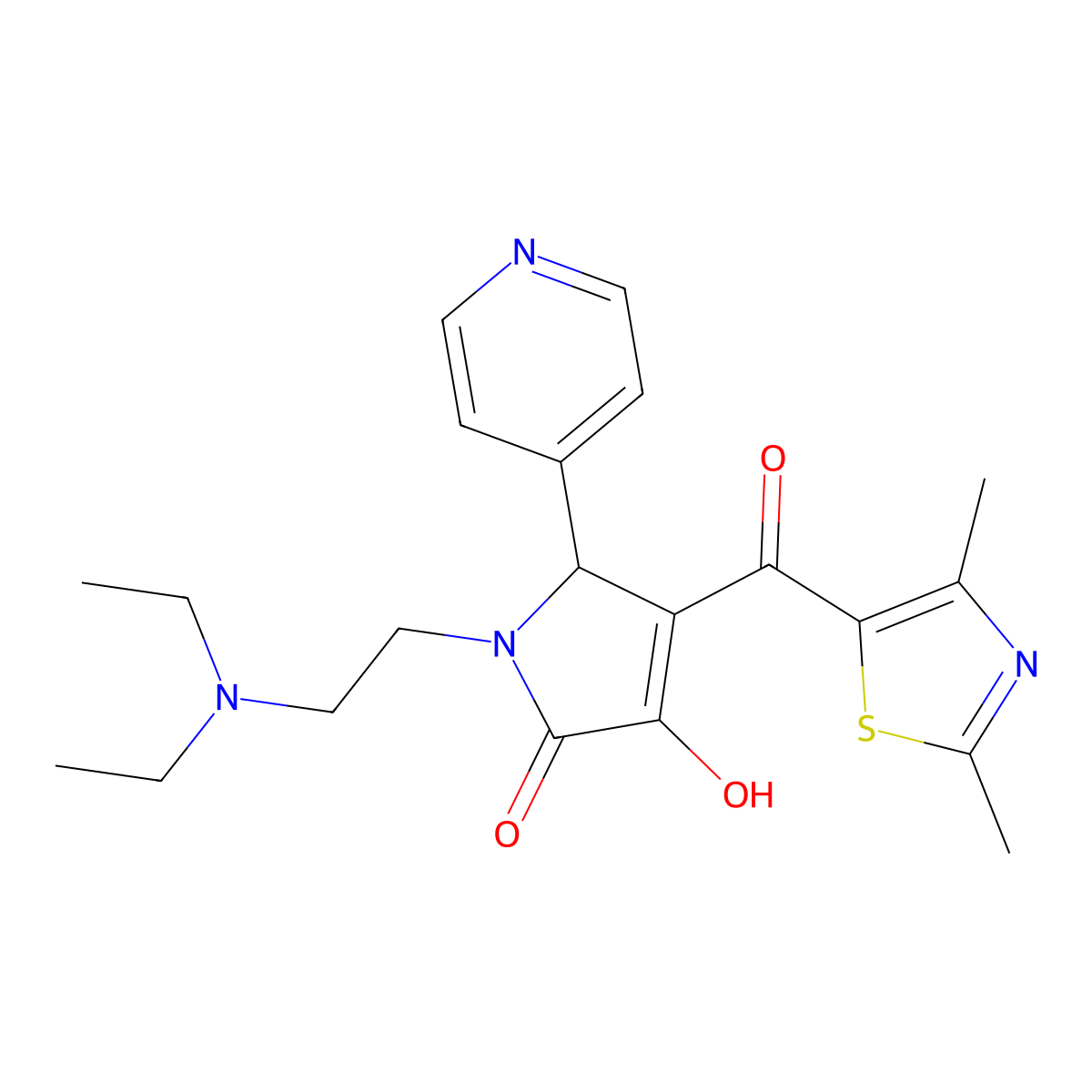 1-(2-(diethylamino)ethyl)-4-(2,4-dimethylthiazole-5-carbonyl)-3-hydroxy-5-(pyridin-4-yl)-1H-pyrrol-2(5H)-one molecular structure, CAS 627823-41-0