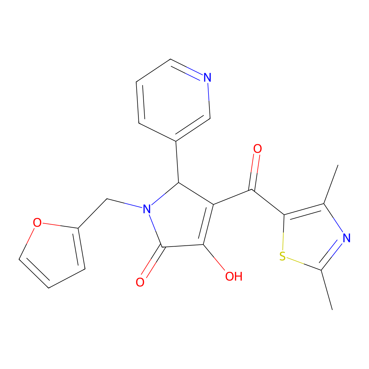 4-(2,4-dimethyl-1,3-thiazole-5-carbonyl)-1-[(furan-2-yl)methyl]-3-hydroxy-5-(pyridin-3-yl)-2,5-dihydro-1H-pyrrol-2-one molecular structure, CAS 627825-36-9