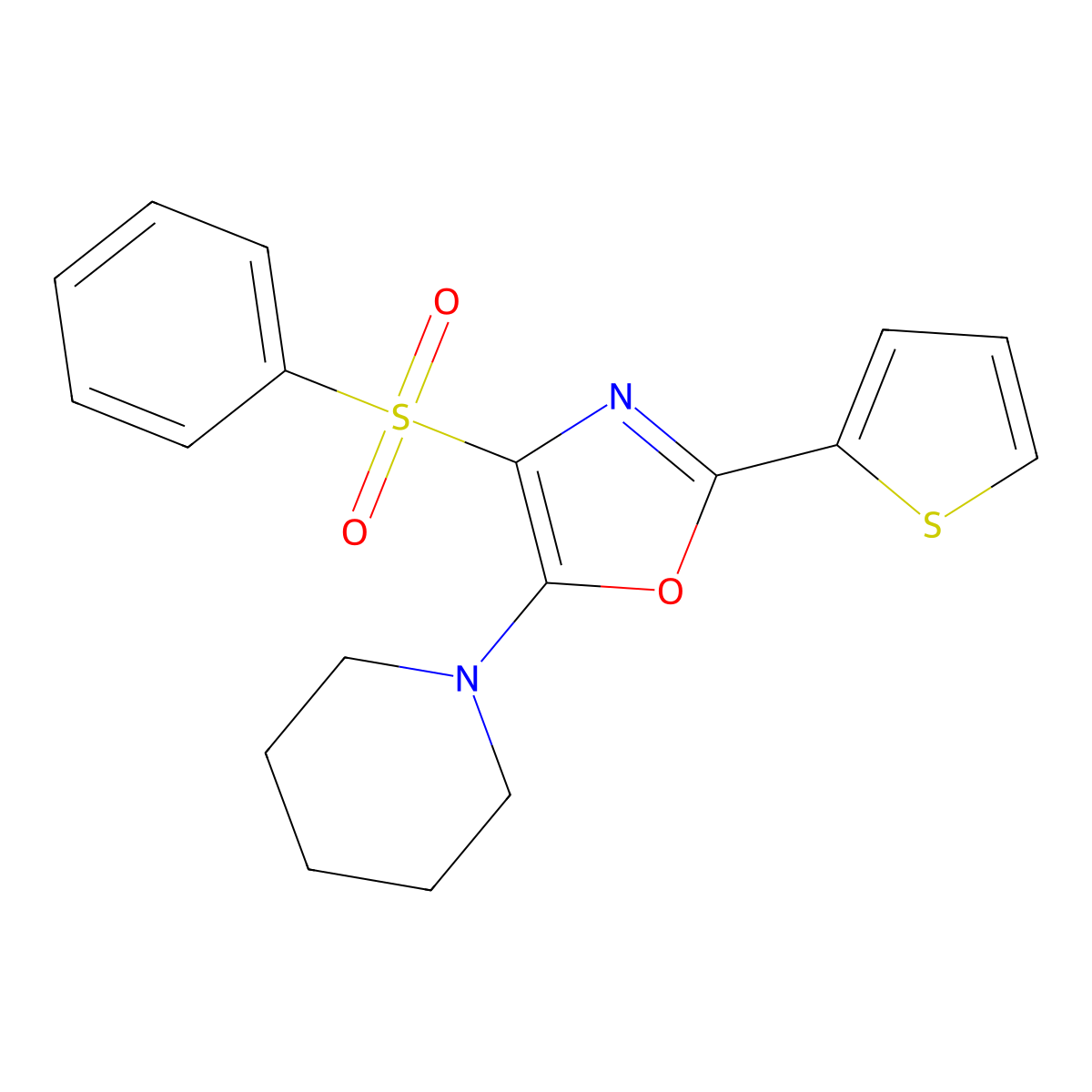 4-(Phenylsulfonyl)-5-(piperidin-1-yl)-2-(thiophen-2-yl)oxazole molecular structure, CAS 627832-82-0