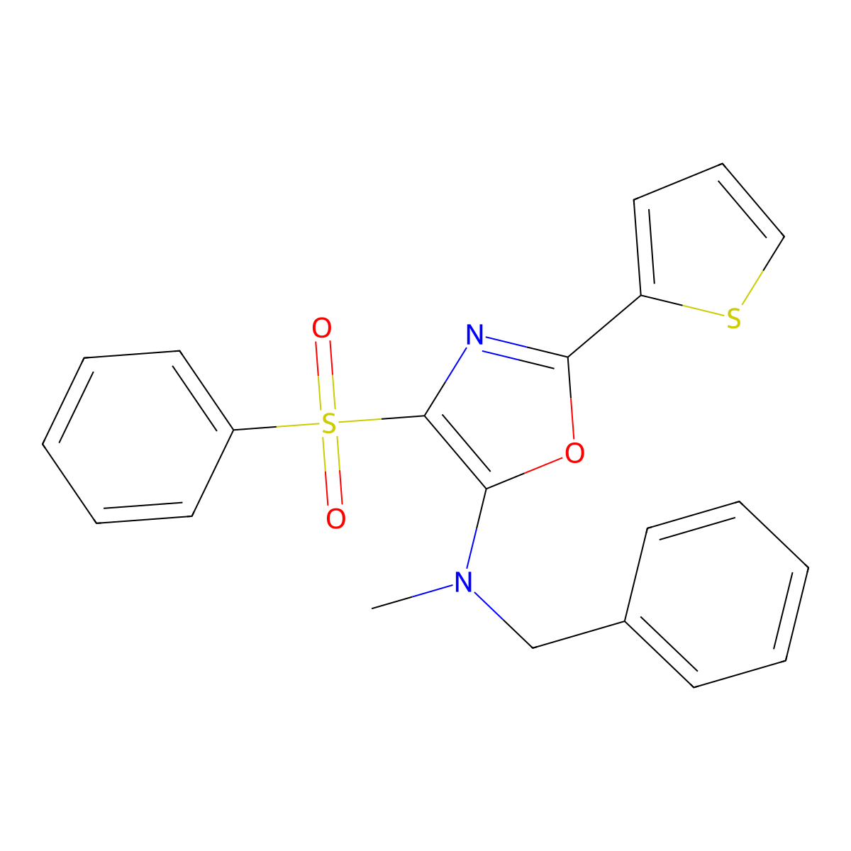 4-(benzenesulfonyl)-N-benzyl-N-methyl-2-thiophen-2-yl-1,3-oxazol-5-amine molecular structure, CAS 627833-10-7