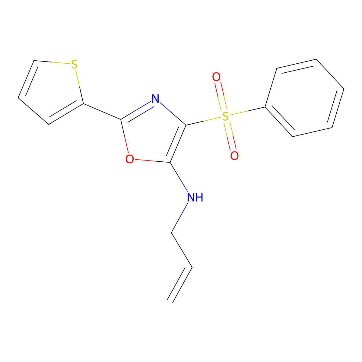 N-allyl-4-(phenylsulfonyl)-2-(2-thienyl)-1,3-oxazol-5-amine molecular structure, CAS 627833-17-4