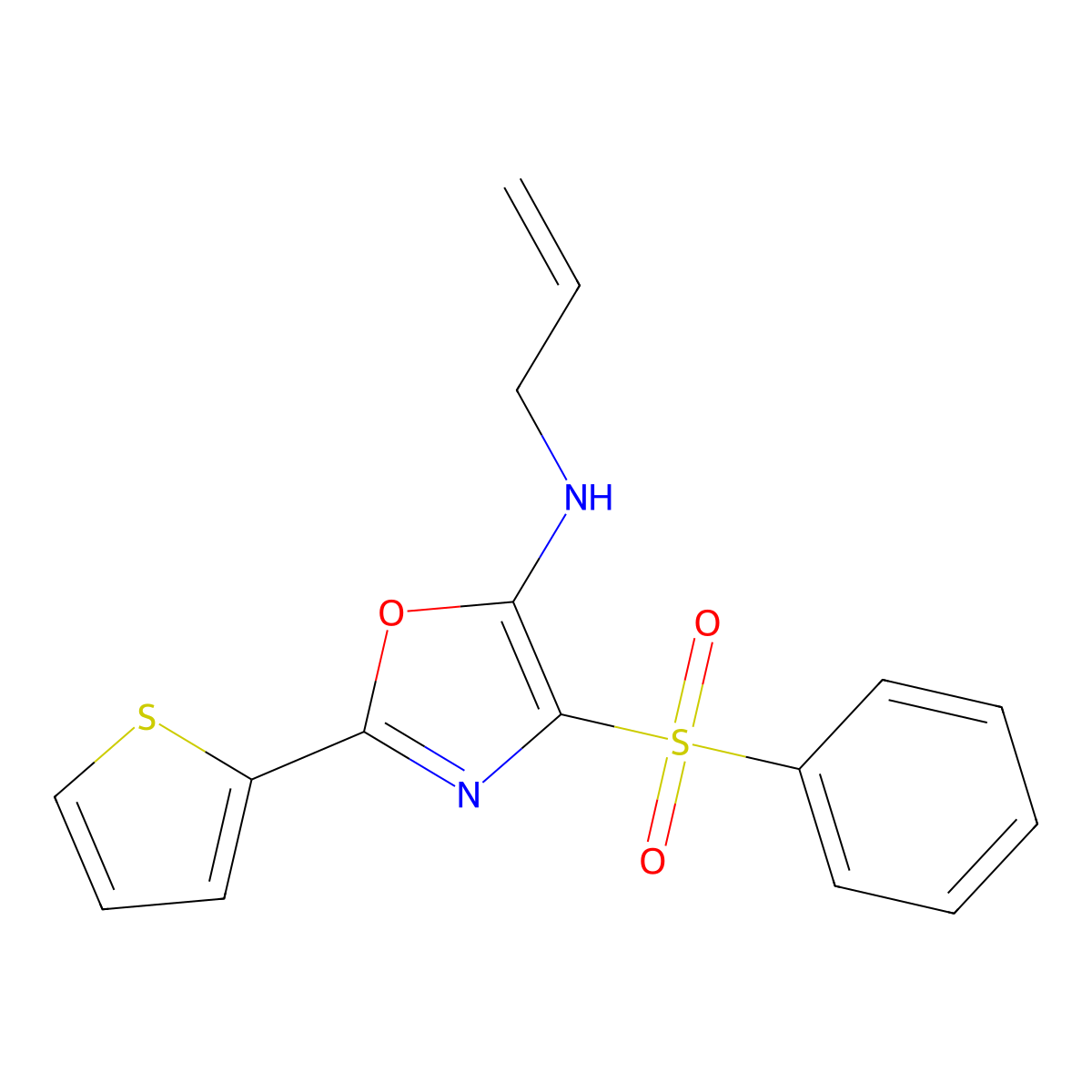 N-allyl-4-(phenylsulfonyl)-2-(2-thienyl)-1,3-oxazol-5-amine molecular structure, CAS 627833-17-4